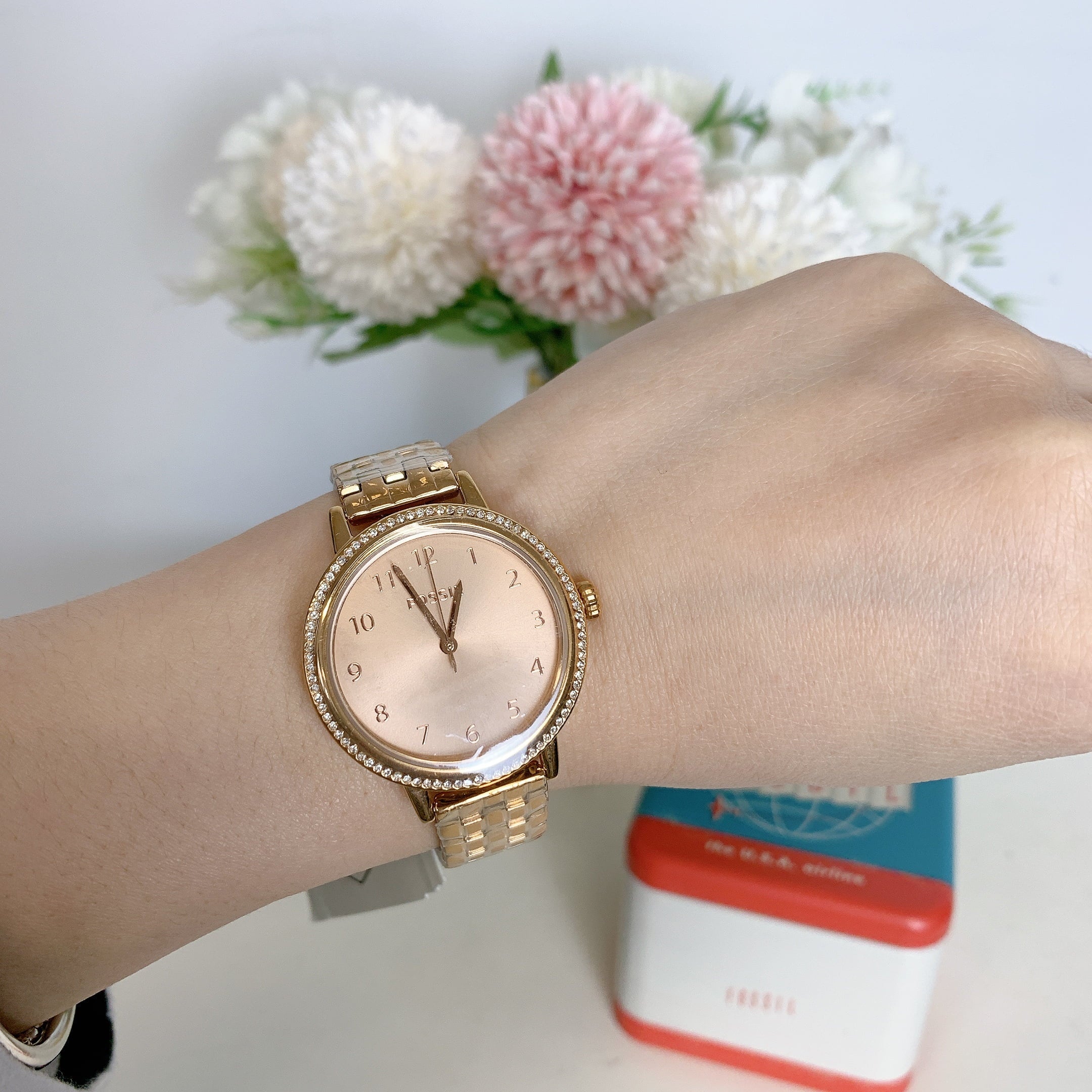 Fossil BQ3656 Reid Three-Hand Rose Gold-Tone Stainless Steel Watch