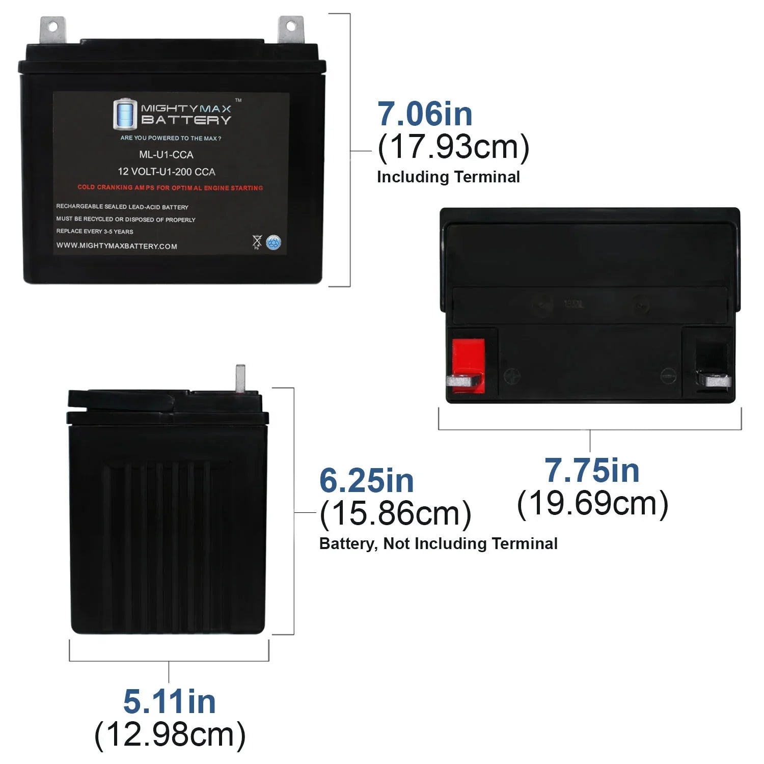 '-U1 12V 200CCA Battery for Bobcat Textron -331 0Turn Lawn Mower