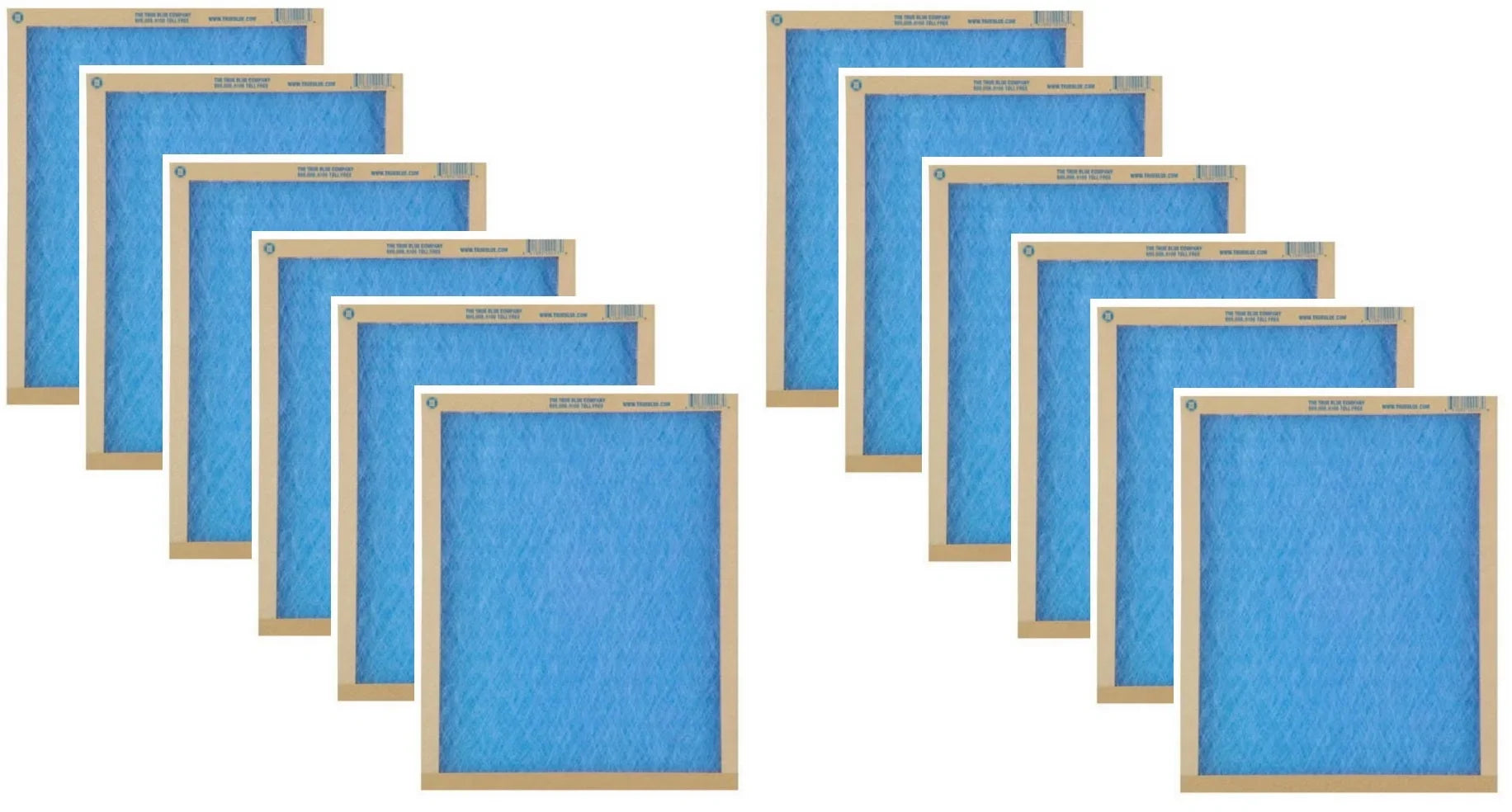 True Blue 110241 10" x 24" x 1" Flat Panel Spun Fiberglass Disposable Furnace Air Filter  2 - Quantity of 12