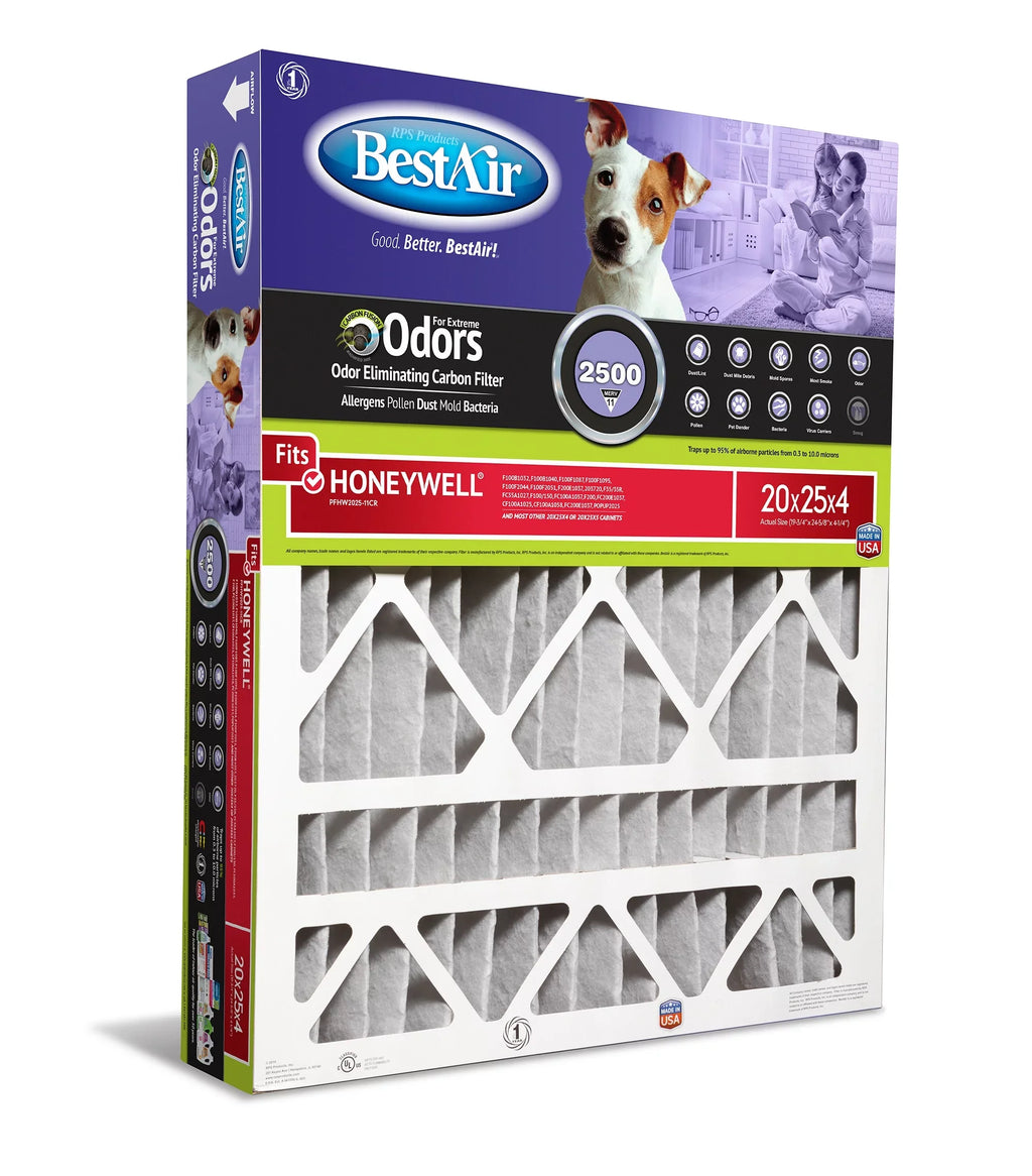 BestAir PFHW2025-11CR Carbon Infused Honeywell 20x25x4 Series 2500  11 Pet Filter
