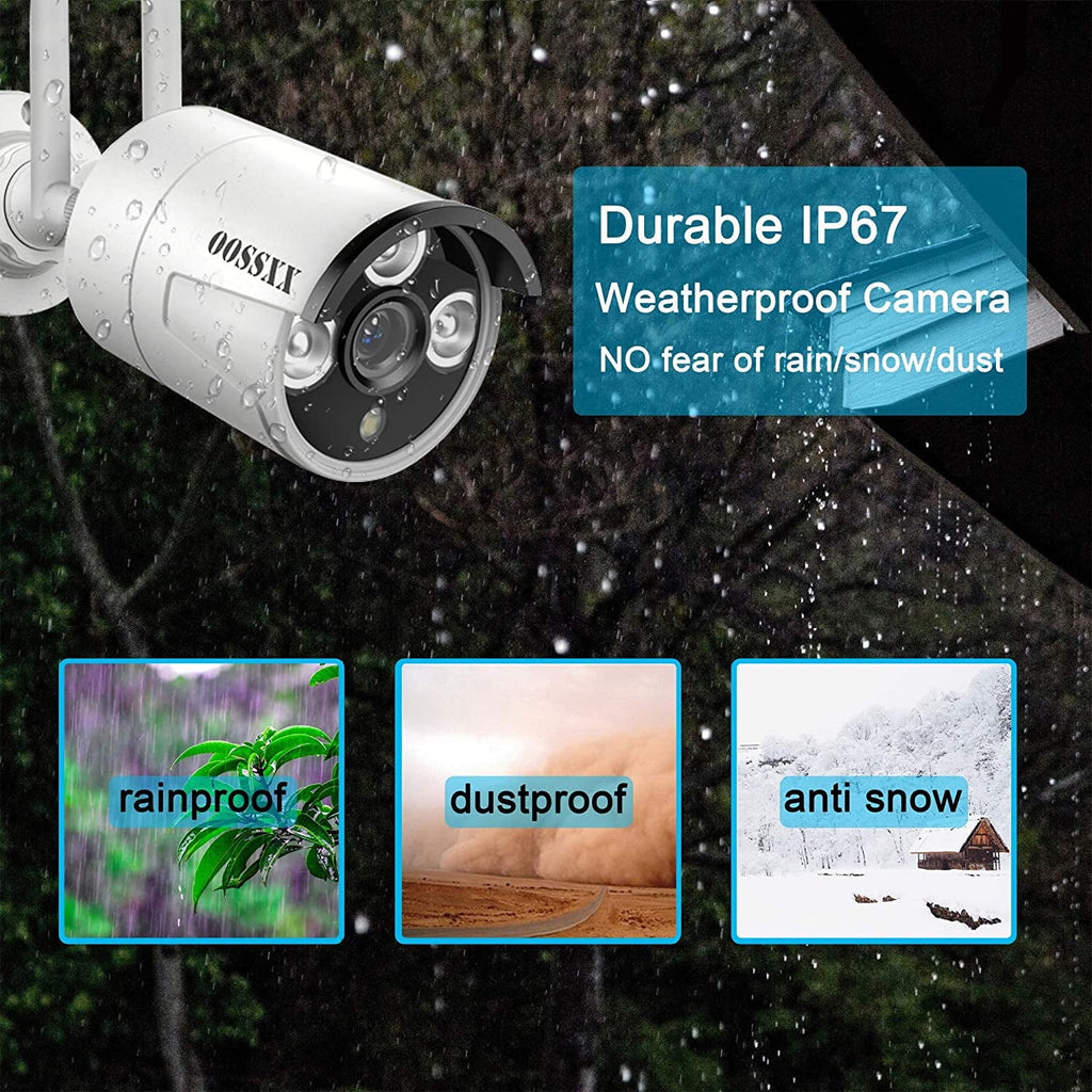 【8CH Expandable·Audio】 All in One Monitor Wireless Security Camera System,Home Surveillance Video Camera Kits with 10"  Screen,4Pcs Outdoor/Indoor  WiFi Cameras,1TB , Waterproof,Remote View