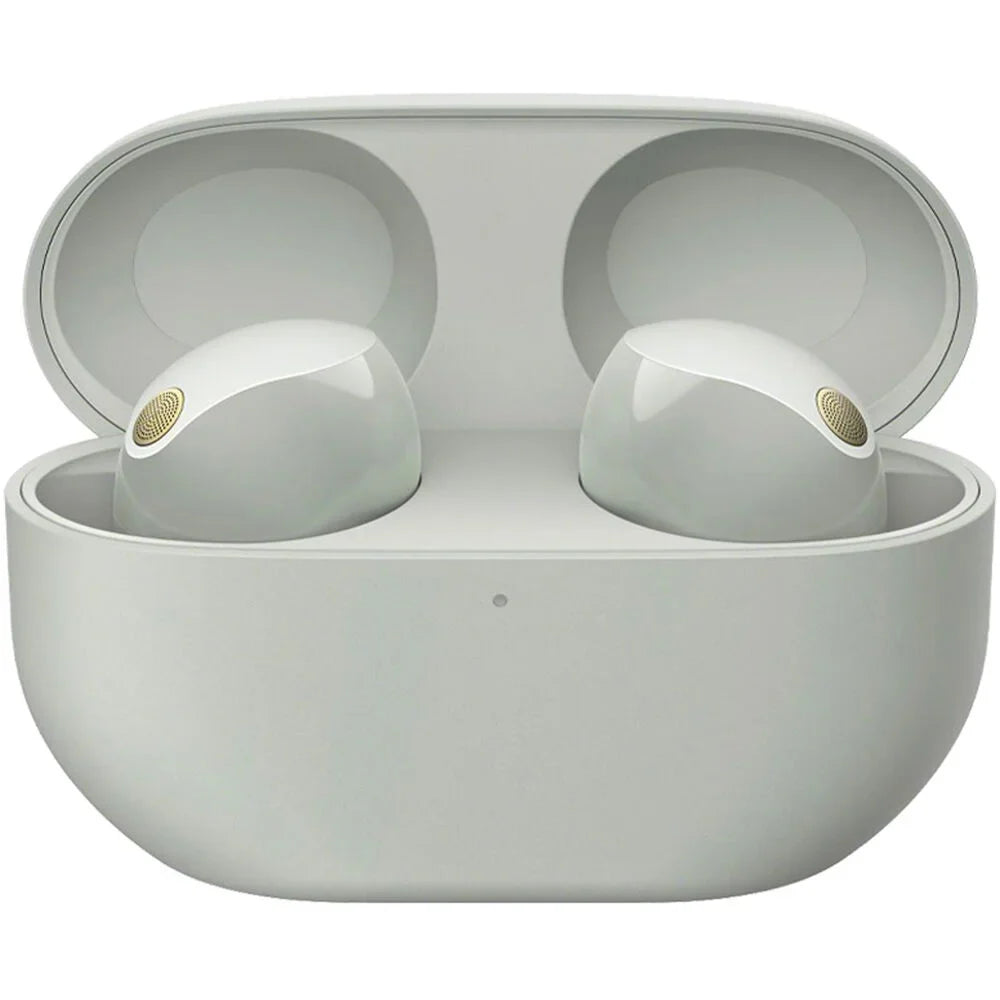 Sony -1000XM5 Industry Leading Noise Canceling Truly Wireless Earbuds (Silver) Bundle with Silicone Case (Pink), Memory Foam Ear Tips, -A to -C Cable & 1   Enhanced Protection Pack