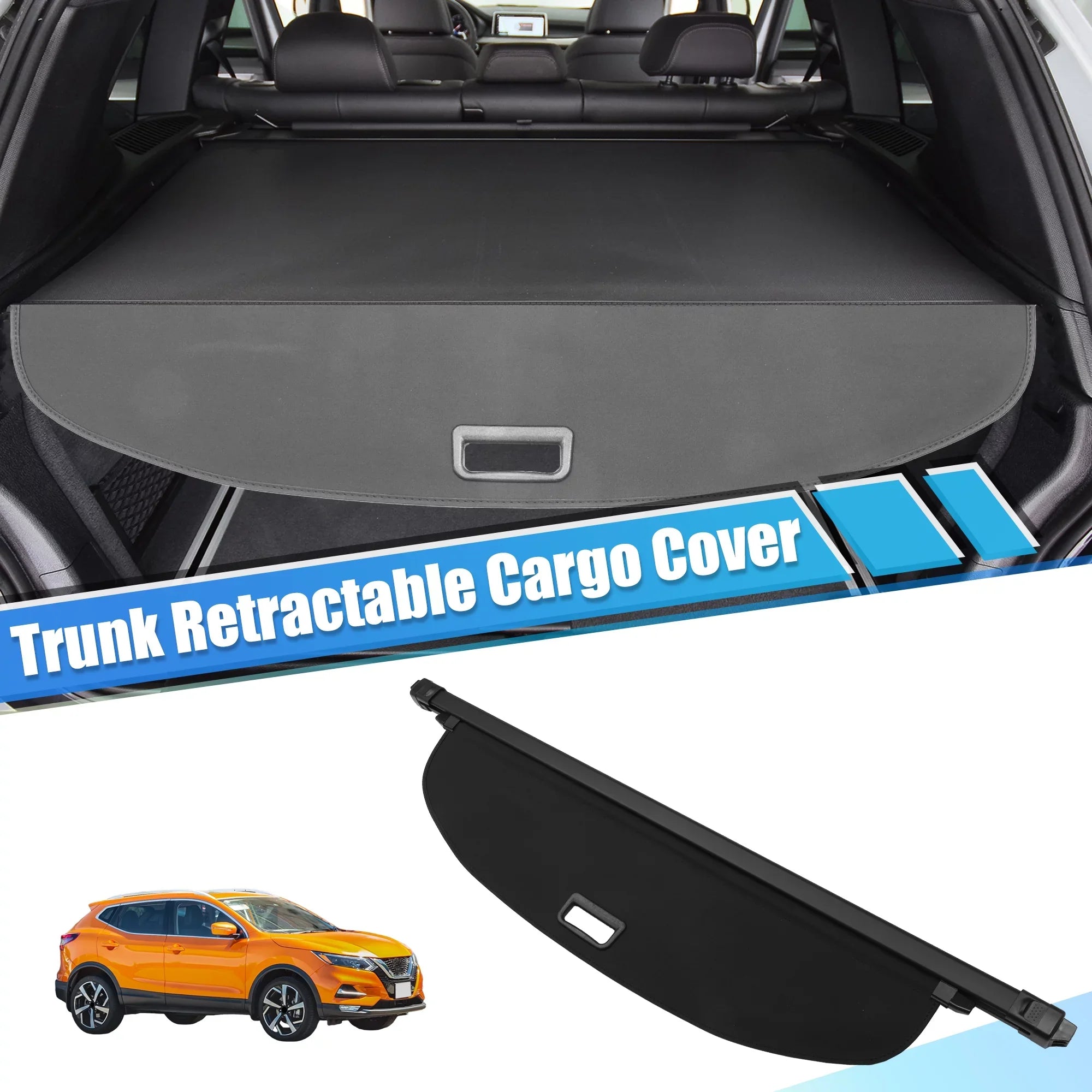 Unique Bargains Retractable Cargo Cover Rear Trunk cover Shield Shade Ajustable Fit for Nissan Rogue 2021-2024 Black