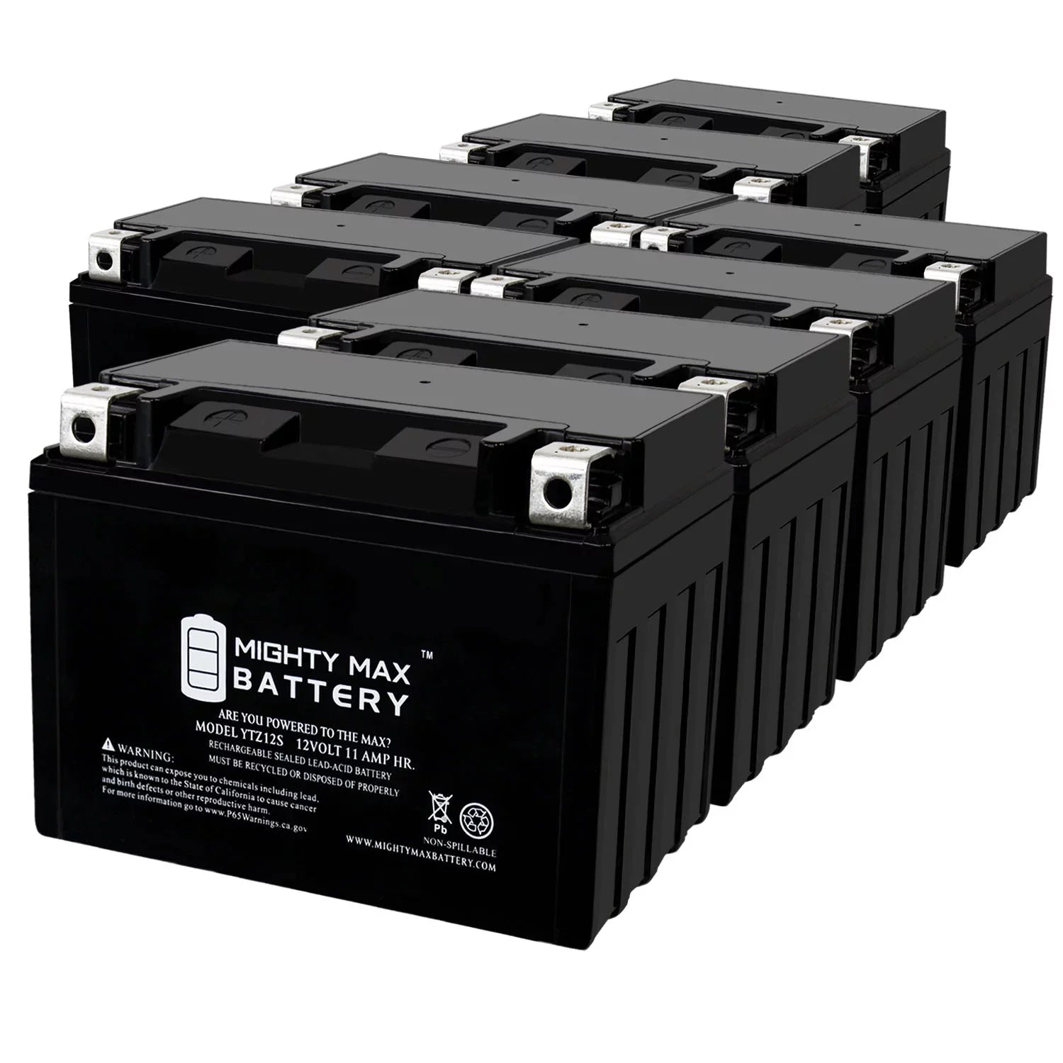 YTZ12S 12V 11Ah Replacement Battery compatible with Yamaha 5SE-H2100-01-00 - 8 Pack