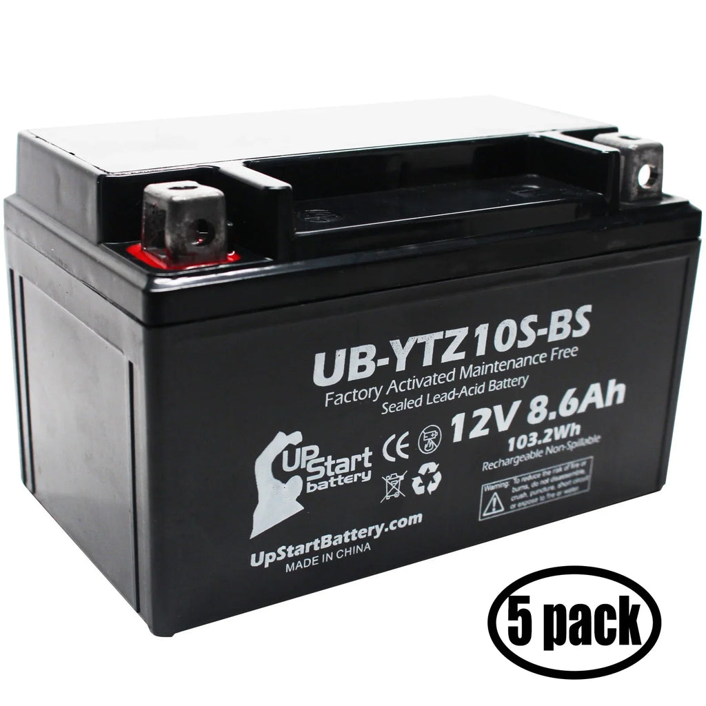5-Pack UpStart Battery Replacement for 2010 Yamaha Maxam 250CC Factory Activated, Maintenance Free, Scooter Battery - 12V, 8.6Ah, -YTZ10S-