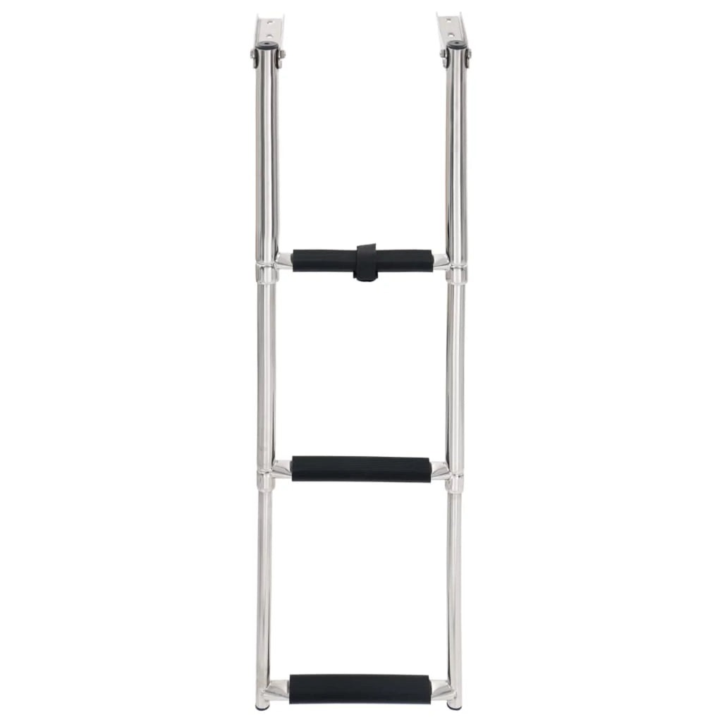 Dcenta 3  Folding Boarding Ladder Stainless Steel Non-Slip Telescopic Ladder for Swimming Pool, Boat and Mounting Platform