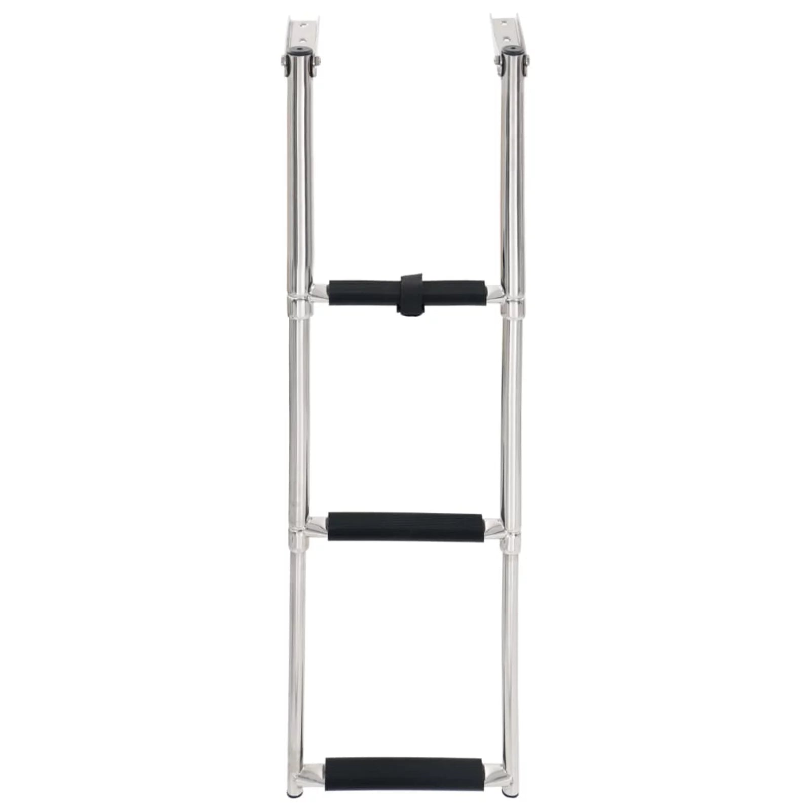 Dcenta 3  Folding Boarding Ladder Stainless Steel Non-Slip Telescopic Ladder for Swimming Pool, Boat and Mounting Platform