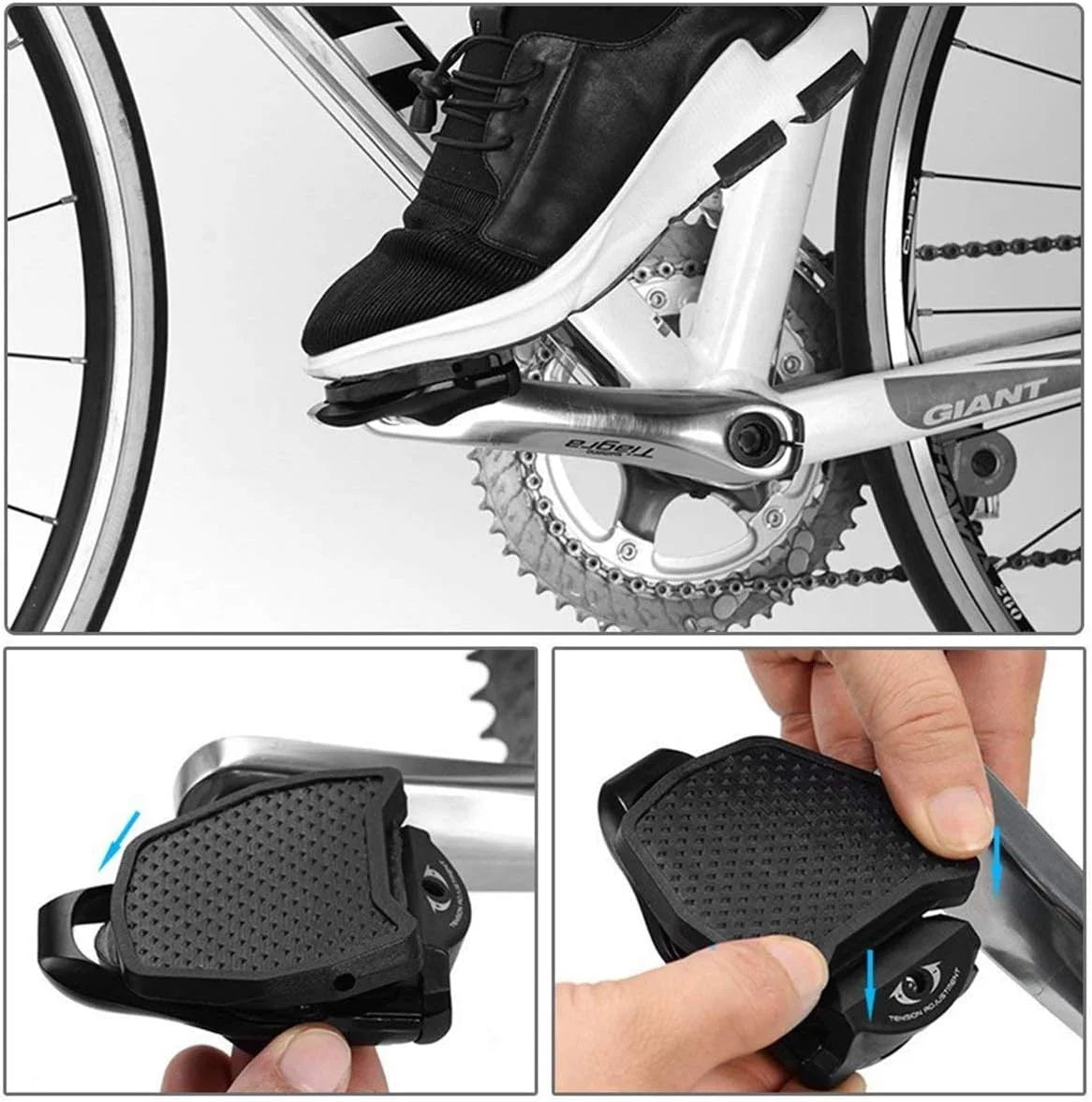 Clipless Platform Pedal Adapters for Shimano Wellgo  Speedplay Pedals, Road Bike Dual Cleat Adapters, Black