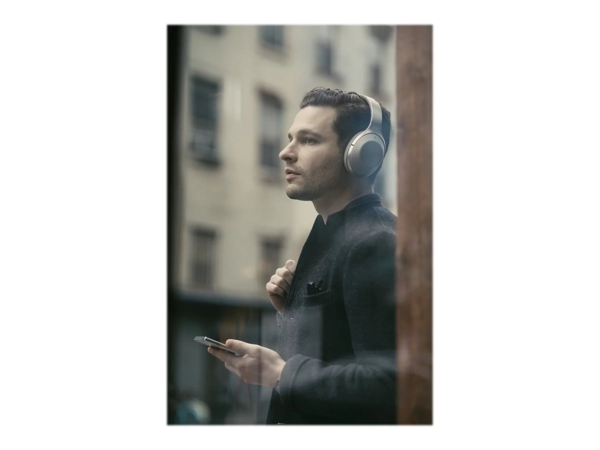 Sony -1000X - Headphones with mic - full size - Bluetooth - wireless -  - active noise canceling - beige