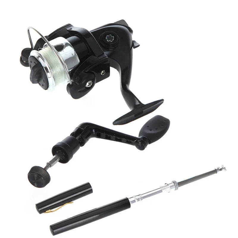 Mini Aluminum Pocket Pen Fishing Rod Pole + Reel