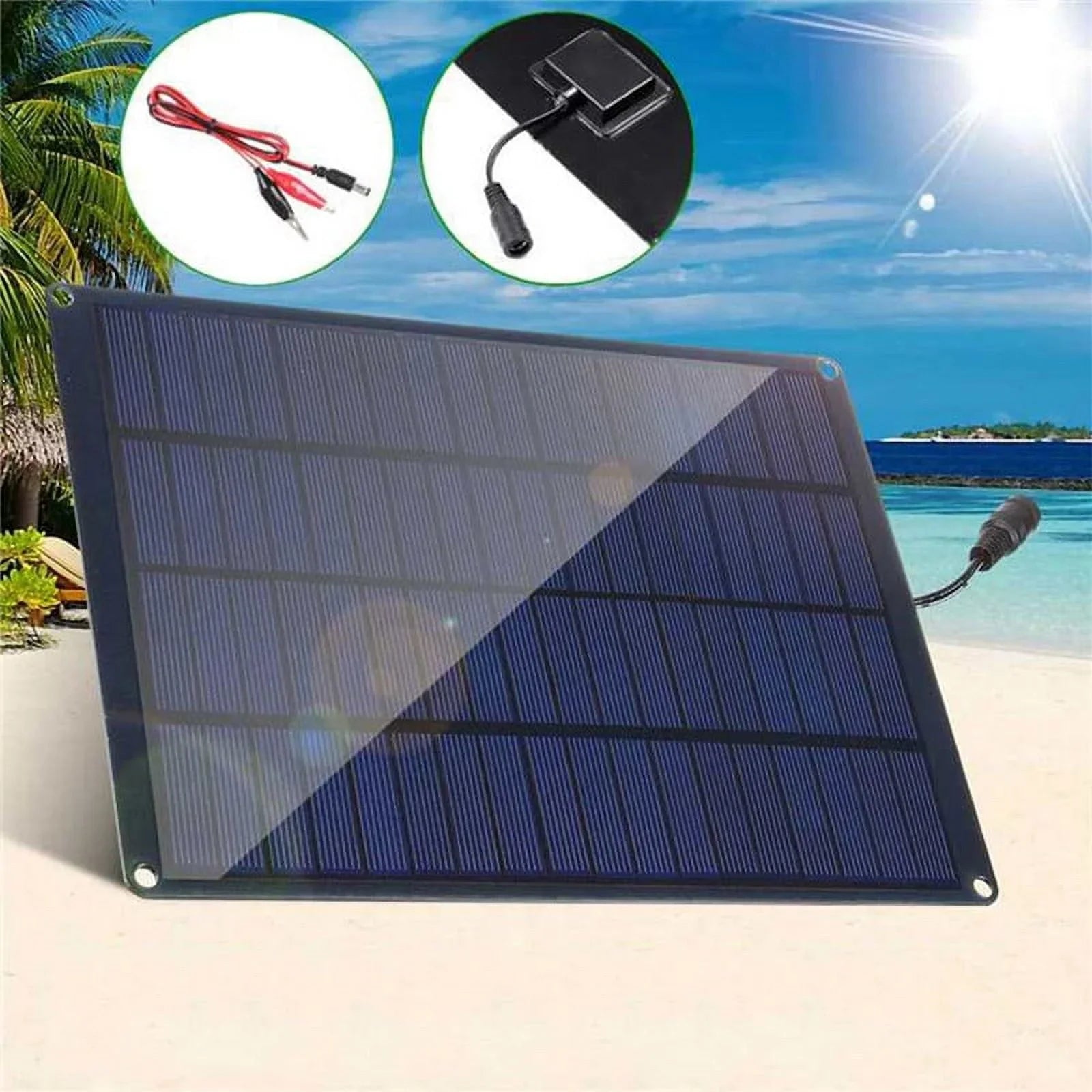 12V 18V Solar Panel With Battery Clip And 20A Solar Car Charger Controller Waterproof Solar Cells For Outdoor Camping Hiking