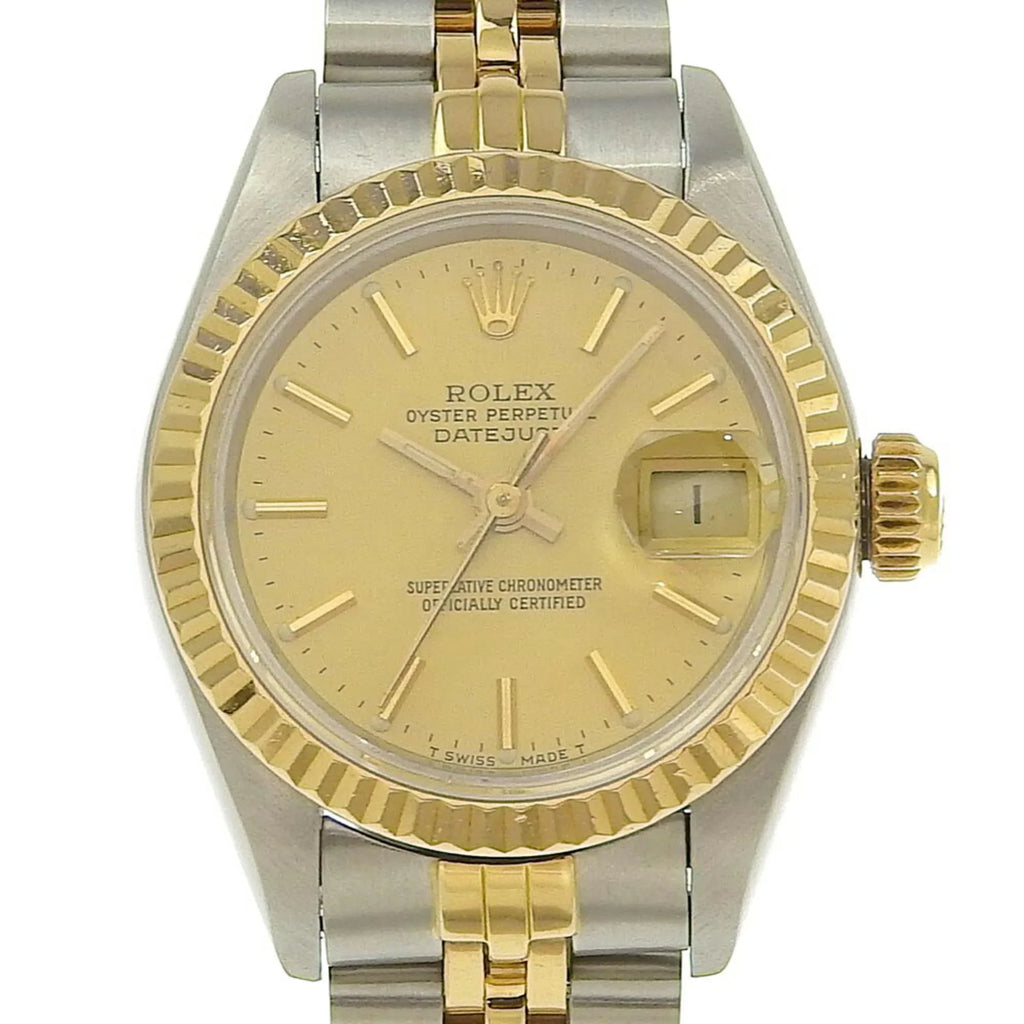 Pre-Owned Rolex Datejust combination automatic watch champagne gold dial 98 series 54g 79173 2023/09 (Like New)