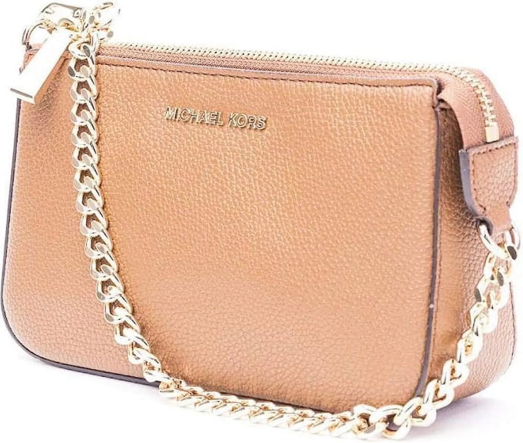 Michael Kors Womens Leather Pouch Shoulder Handbag Small 32F7GFDW6L-230 (Luggage)