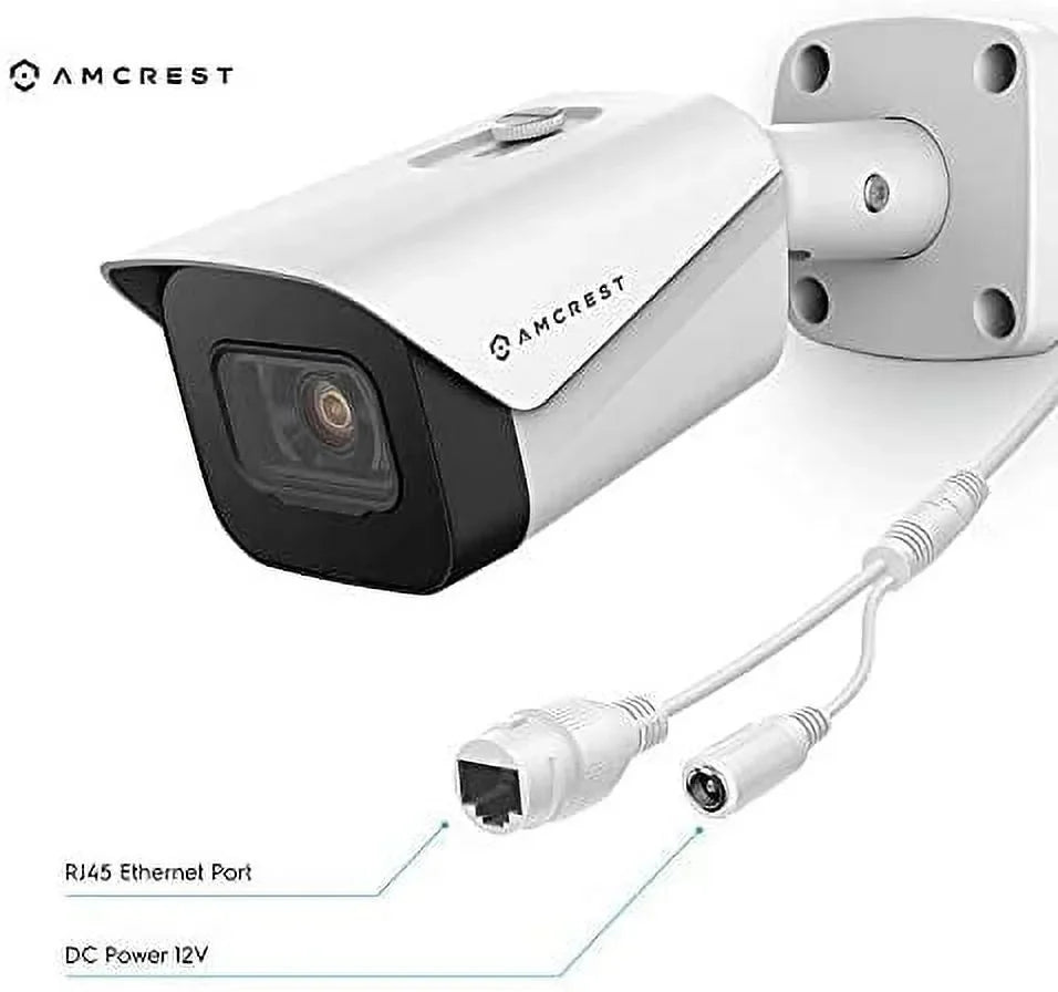 2-Pack Amcrest UltraHD 4K (8MP) Bullet   Camera, 3840x2160, 131ft NightVision, 2.8mm Lens, IP67 Weatherproof, MicroSD Recording, White (2PACK-IP8M-2496EW)