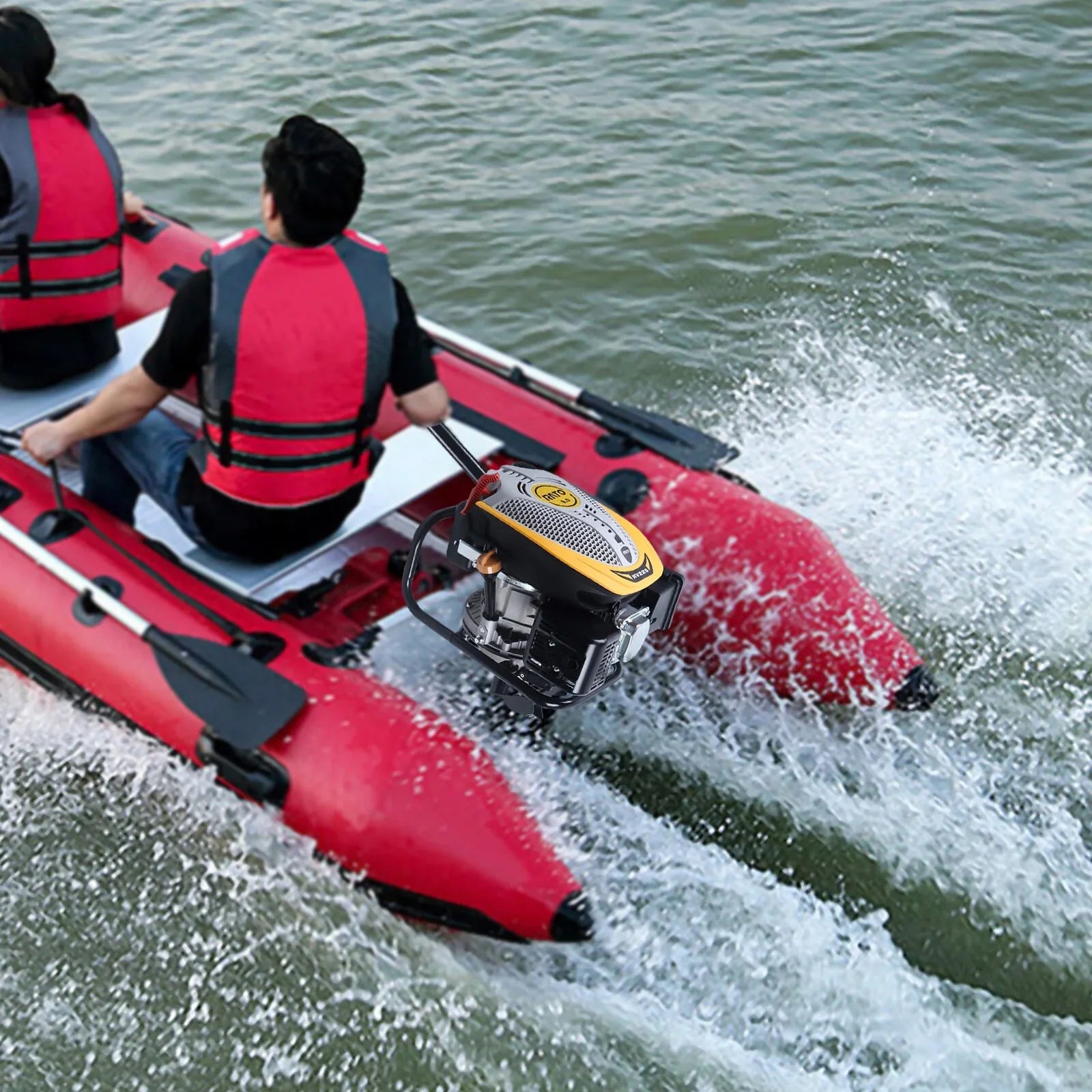 4 Stroke 4.3KW Outboard Engine,225CC Air Cooling System Outboard Boat Motor Heavy Duty Outboard Motor Propeller Boat Engine