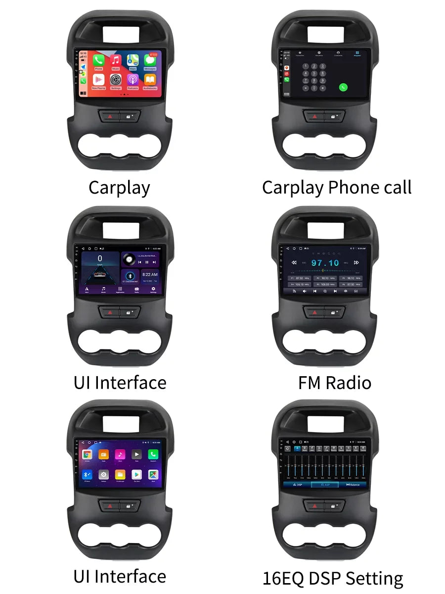 9 inch Carplay Car Radio Stereo For Ford Ranger 2011 - 2016  Navi Android Screen Multimedia Player Android Auto With Bluetooth