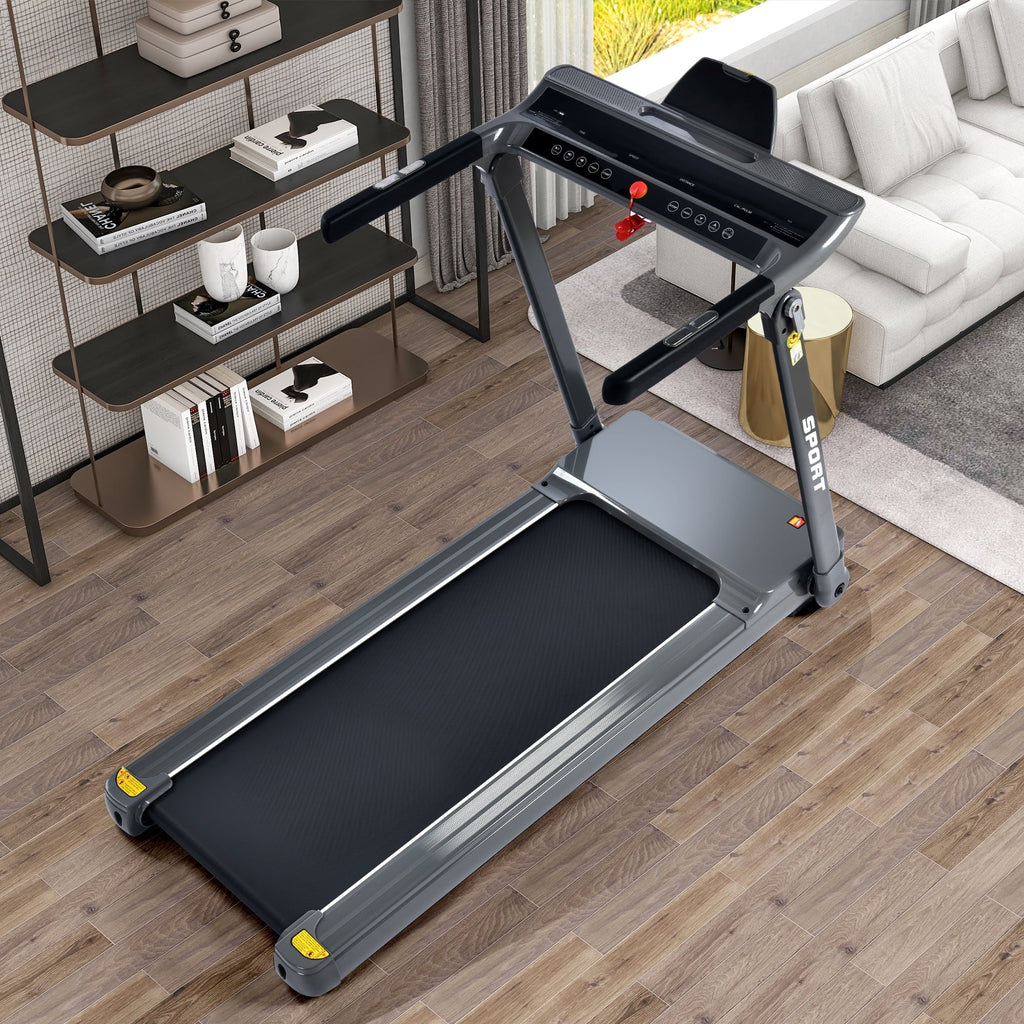 Dcenta Folding Electric 3.5HP Treadmill Medium Running Machine Motorised Gym 330lbs；Portable Compact Treadmill Foldable for Home Gym Fitness Workout Jogging Walking,Electric Motorized  14KM/H