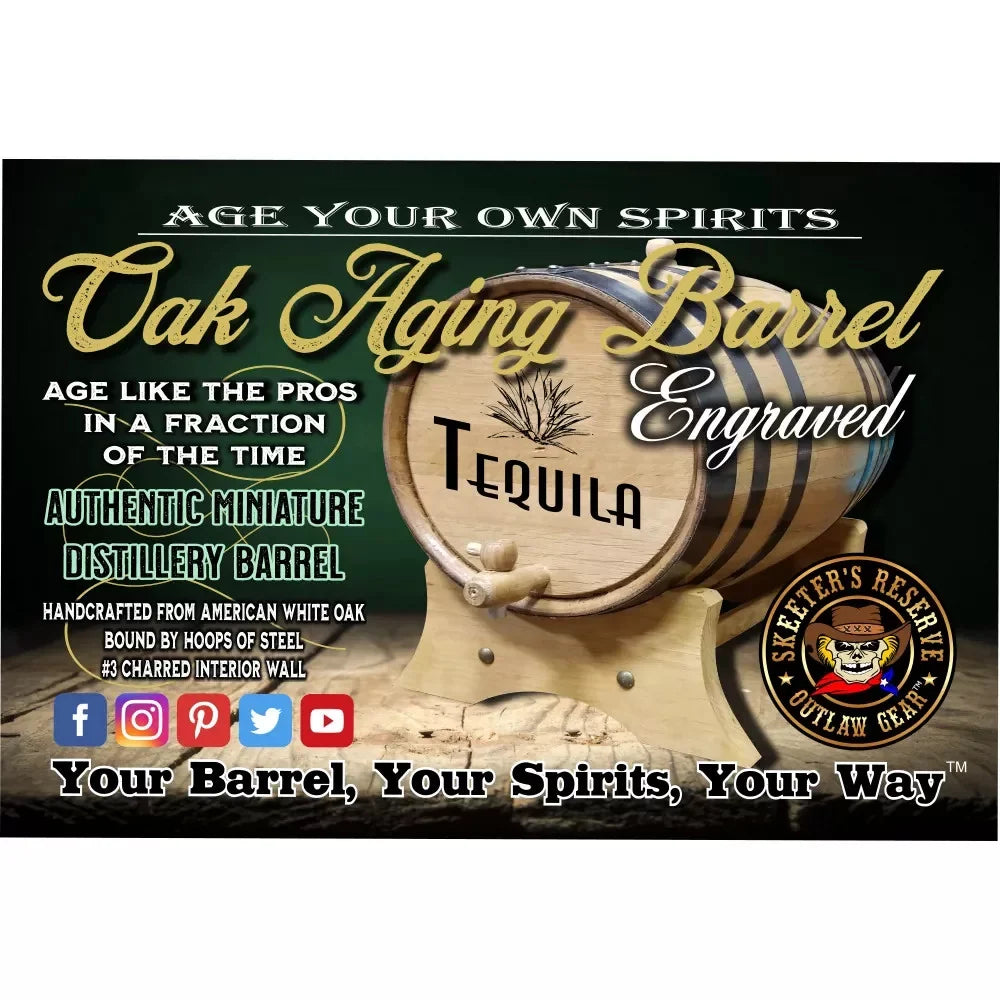 Palm Trees Rum (004) - Engraved American Oak Rum Aging Barrel