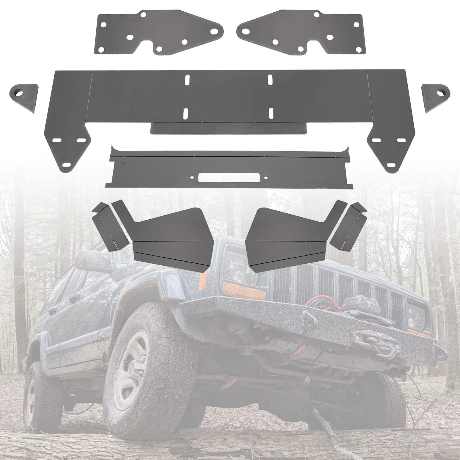 Front Bumper Bare Metal Kit for 1984-2001 Jeep Cherokee  Winch Mount Plate