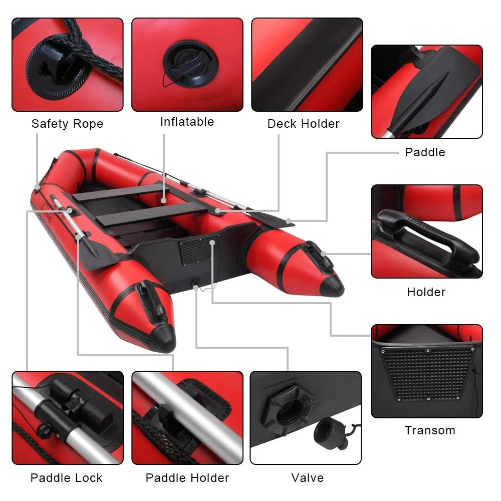 Campingsurvivals 10ft  Inflatable Fishing Assault Boat Red
