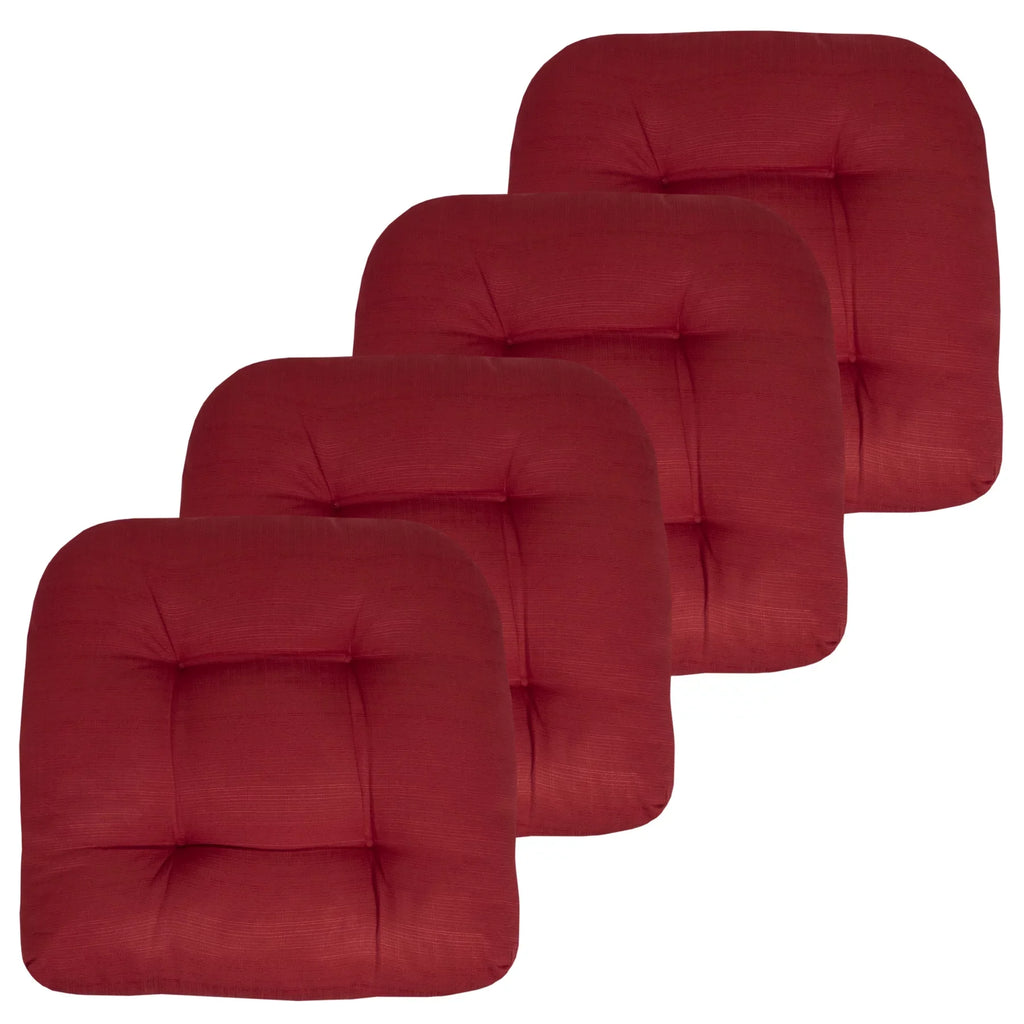 Sweet Home Collection 19" x 19" Red U-Shape Seat Pad Outdoor Seating Cushions (4 Pack)