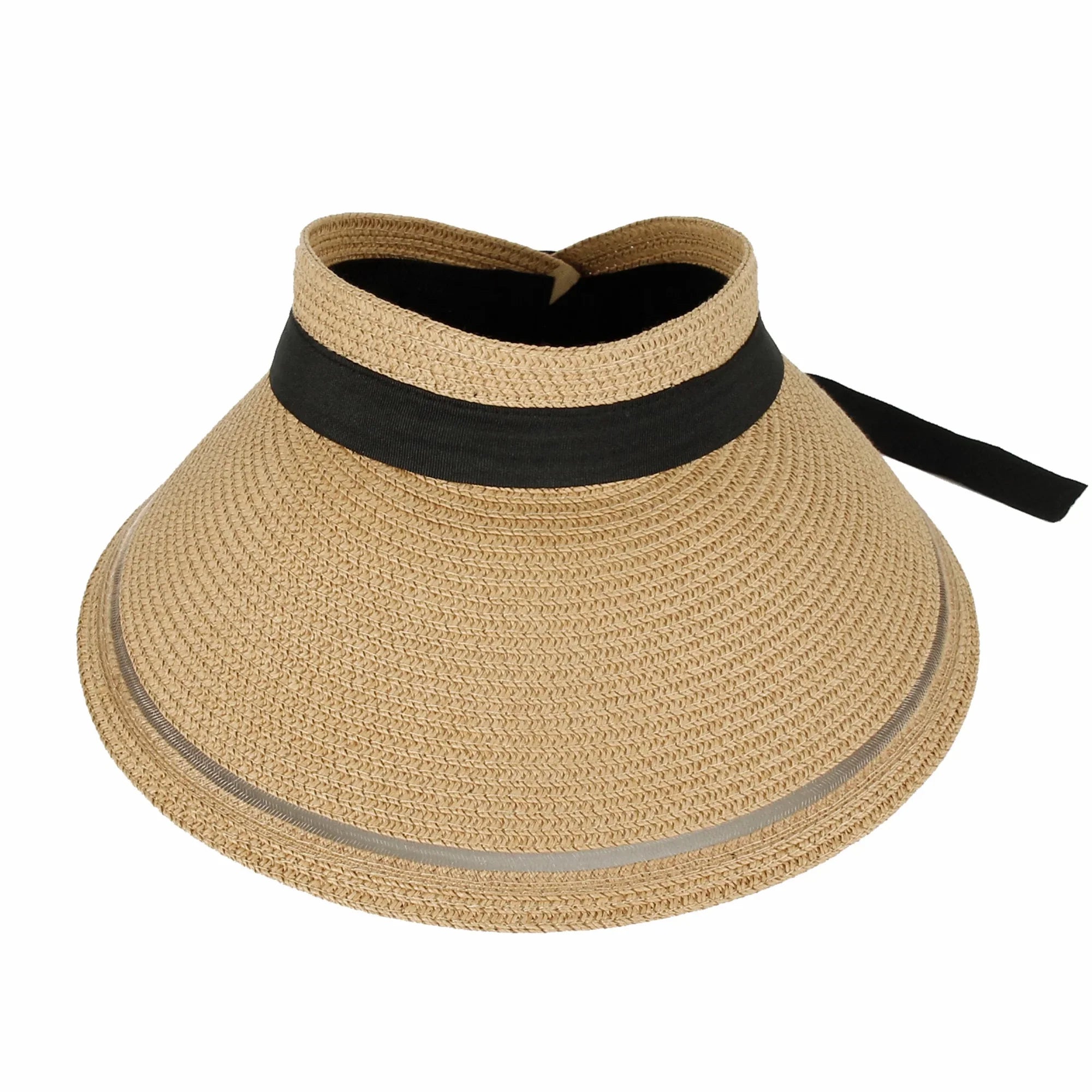 Womens Wide Brim Packable Sun Visor Summer Beach Hat SLV1280 (Beige)