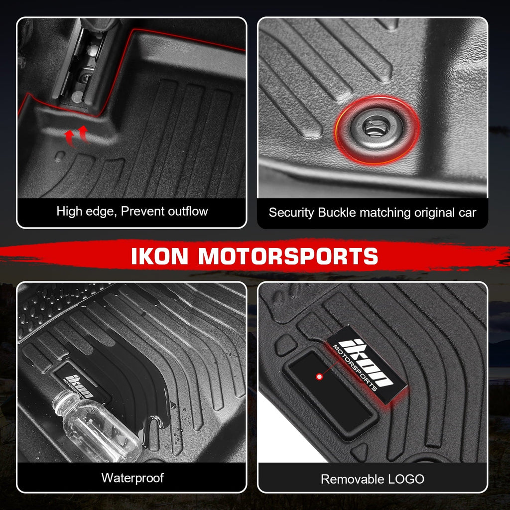 Ikon Motorsports 3D  Floor Mats Compatible With 2008-2020 Dodge Grand Caravan 2008-2016 Chrysler Town & Country Black 3D Molded All Weather Car Carpets 1st 2nd Row Front Rear Protector Liner 4PCS