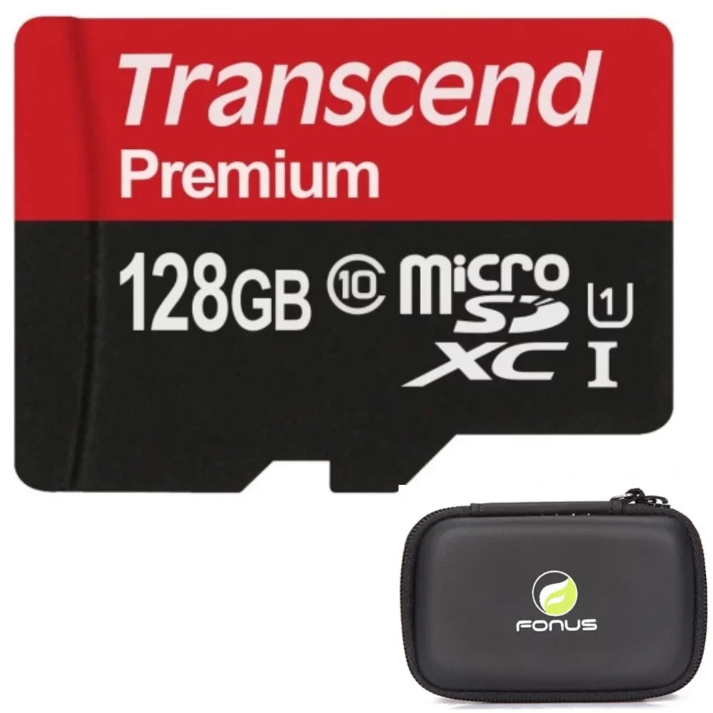 128GB Memory Card with Zipper Case (Not a phone case) - Transcend High Speed MicroSD Class 10 MicroSDXC Compatible for Lenovo Tab M10 Plus 10.3 -  K7, Q6, V10, K10,K30, Velvet, K8X, G3 - V2Z