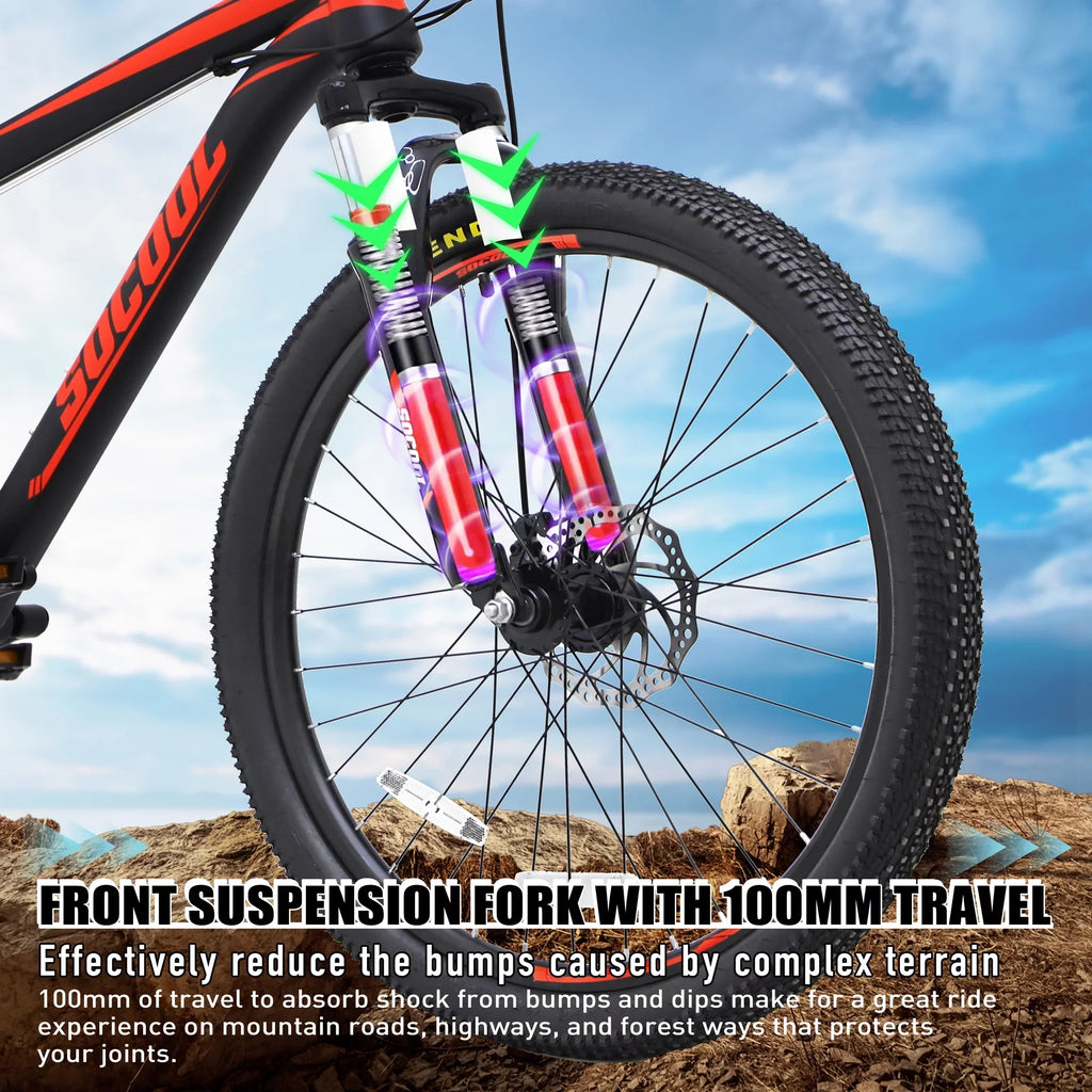 Mountain Bike 21 Speed 26 Inches Dual Suspension Folding Bike Dual Disc Brake  Bicycle, Black, BK2231YZ