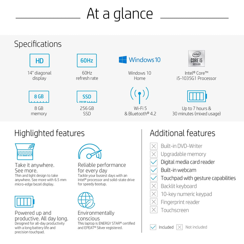 14, Intel Core i5-1035G1, 8GB , 256GB ,   Laptop