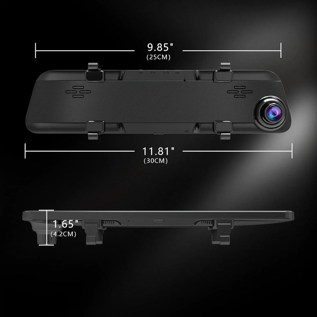 K17 Dash Cam 4K  12" Rear View Mirror Camera 2160P Ultra  Front and Rear Night Vision Parking Assistante 64GB Card
