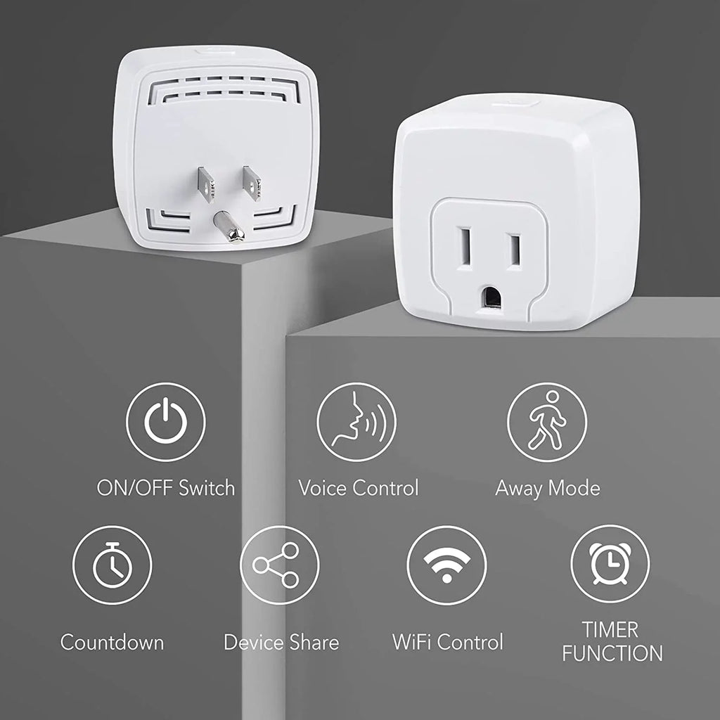 Smart Plug Mini 15A, WiFi Smart Outlet Works with Alexa, Google Home Assistant, Remote Control with Timer Function, No Hub Required,  Certified, 2.4G WiFi Only, 2-Pack