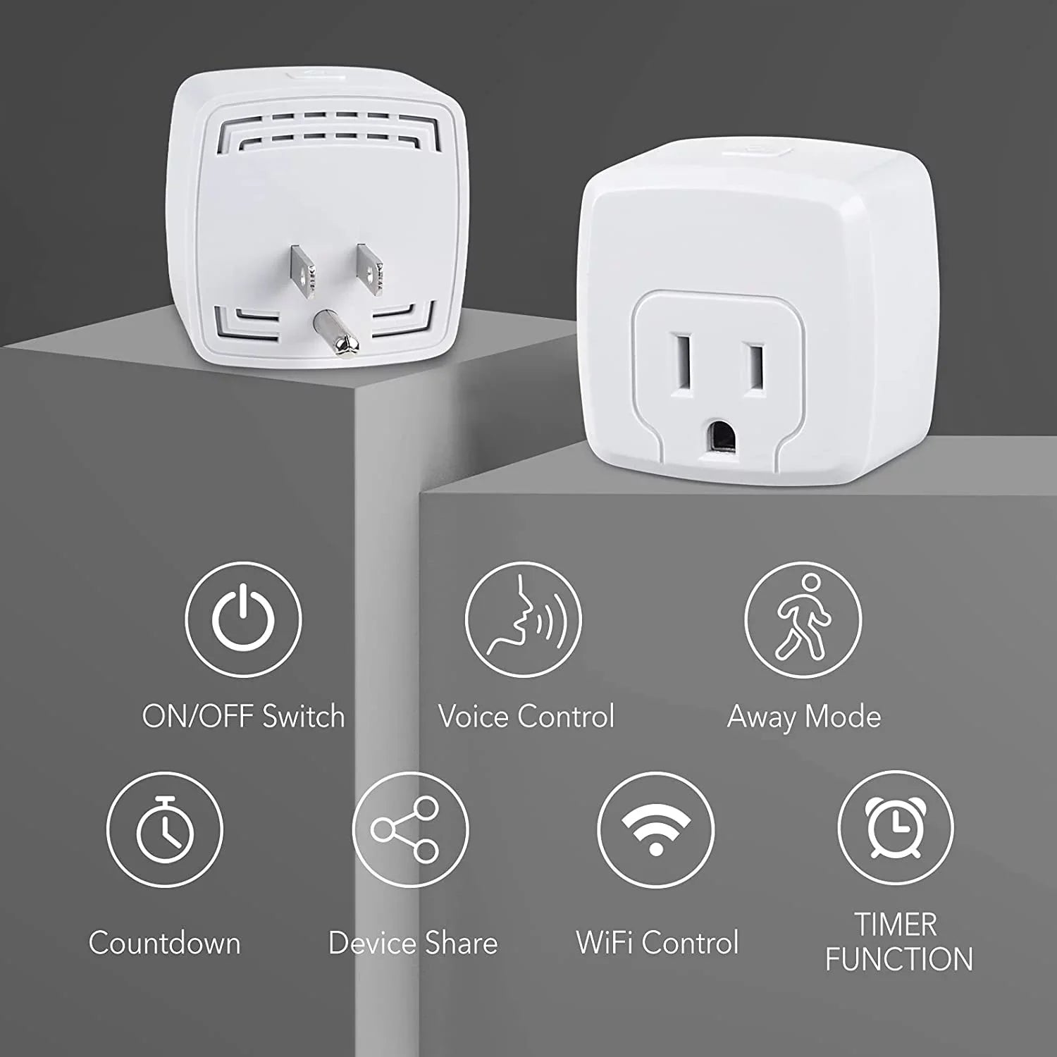 Smart Plug Mini 15A, WiFi Smart Outlet Works with Alexa, Google Home Assistant, Remote Control with Timer Function, No Hub Required,  Certified, 2.4G WiFi Only, 2-Pack