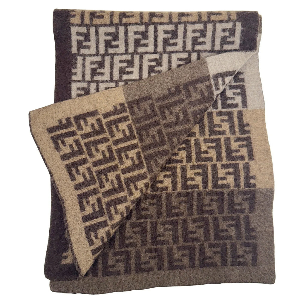 Pre-Owned  Zucca pattern  scarf wool brown beige men's women's (Good)