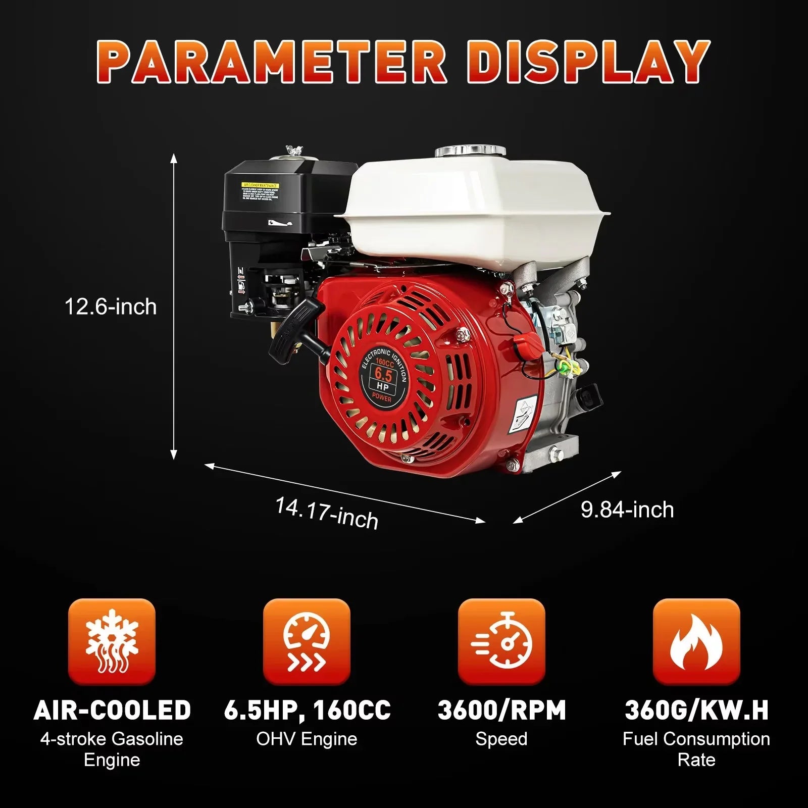 4 Stroke 6.5HP Single Cylinder Gas Engine 160cc Air Cooled For Honda GX160