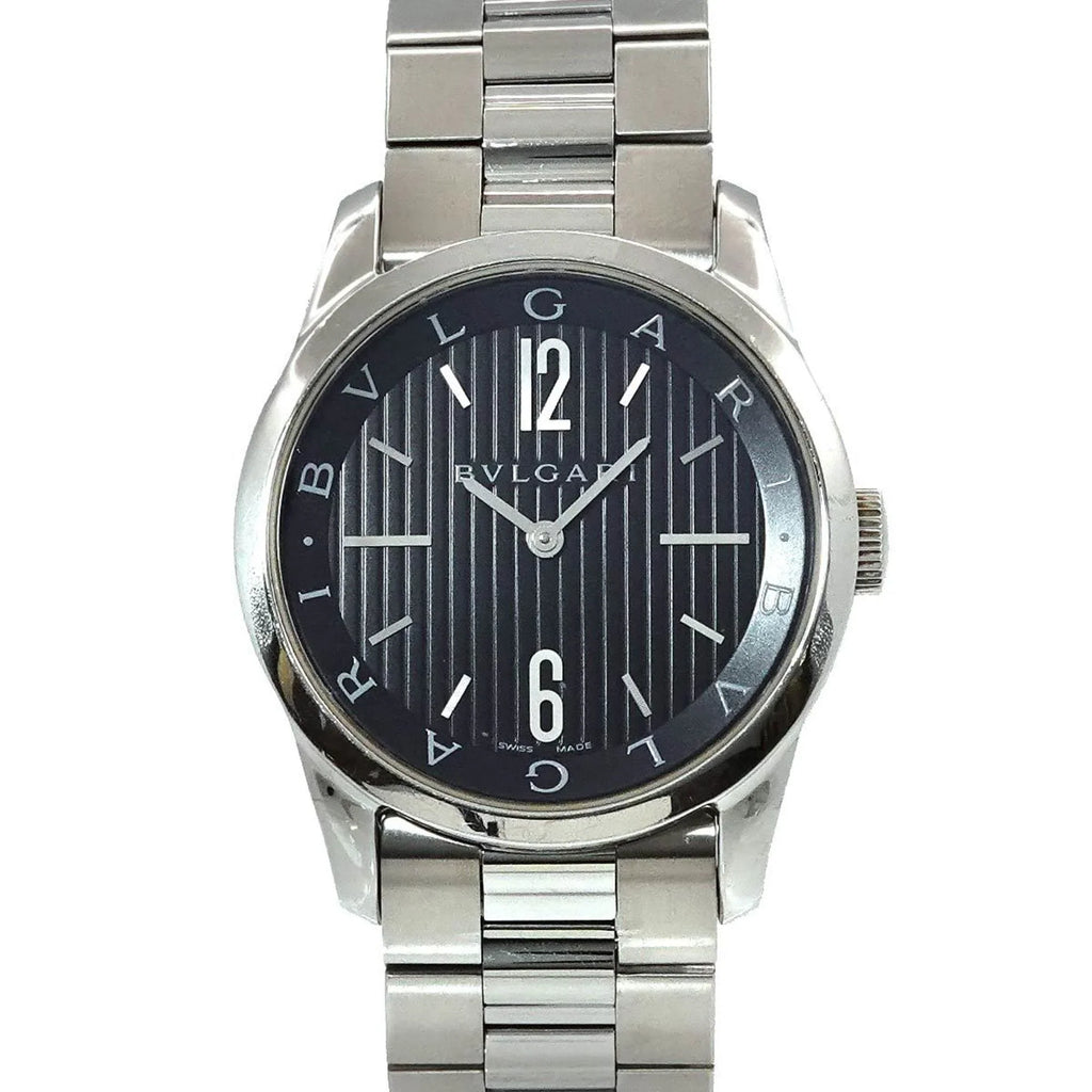 Pre-Owned Bulgari  Solotempo ST37S Men's Watch Black Dial Quartz (Good)