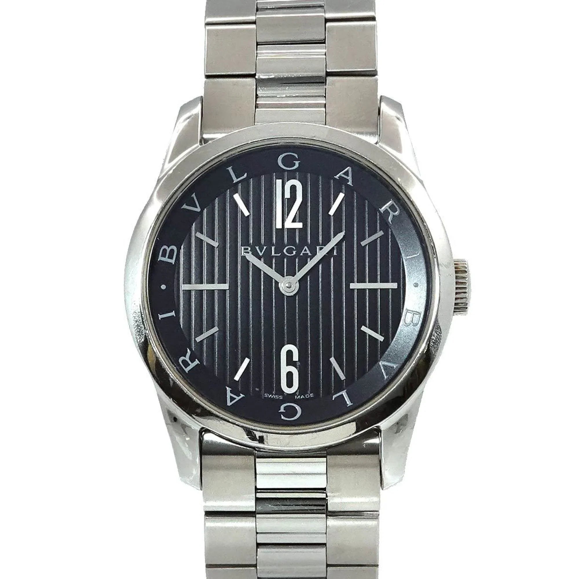 Pre-Owned Bulgari  Solotempo ST37S Men's Watch Black Dial Quartz (Good)