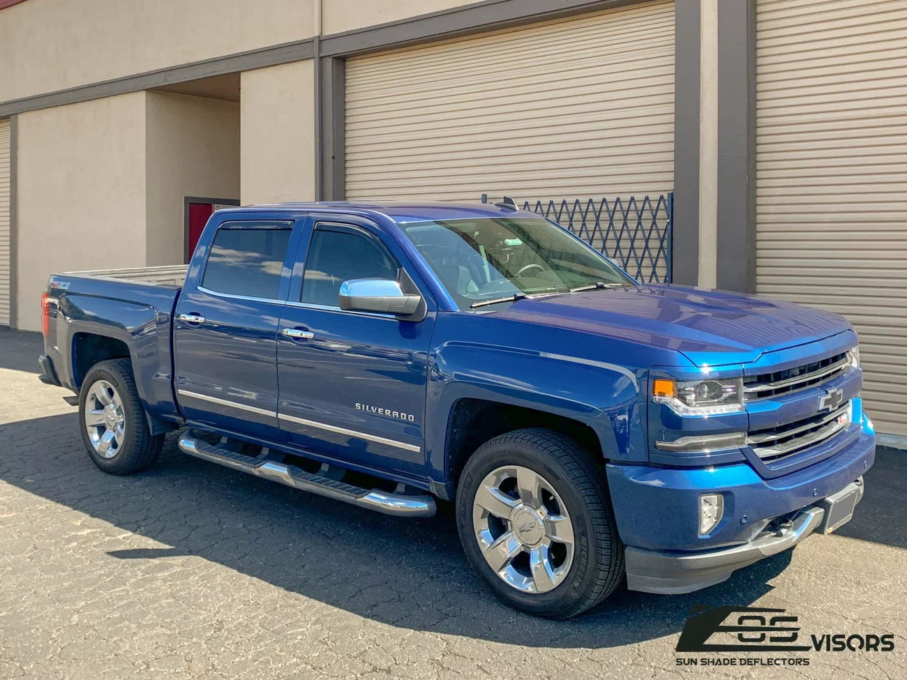 Extreme Online Store Fits  2014-2018 Chevrolet Silverado 1500 Crew Cab Models |  Visors - Style   Side Vents Window Deflectors Rain Guards