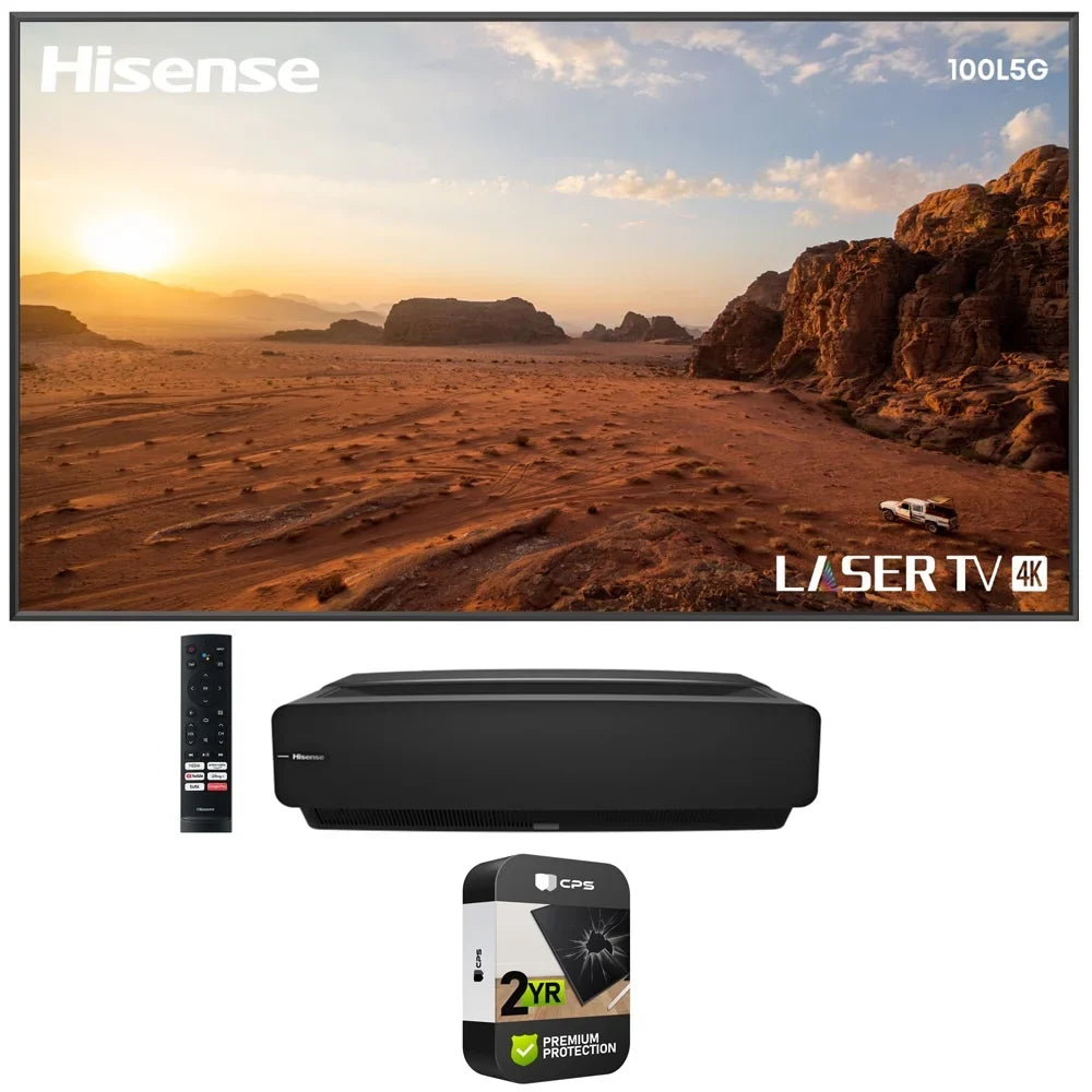 Hisense 100L5G 100" 4K Ultra-Short-Throw   & 100'' DLT100B 1.0 Gain  Screen Bundle with 2   Enhanced Protection Pack