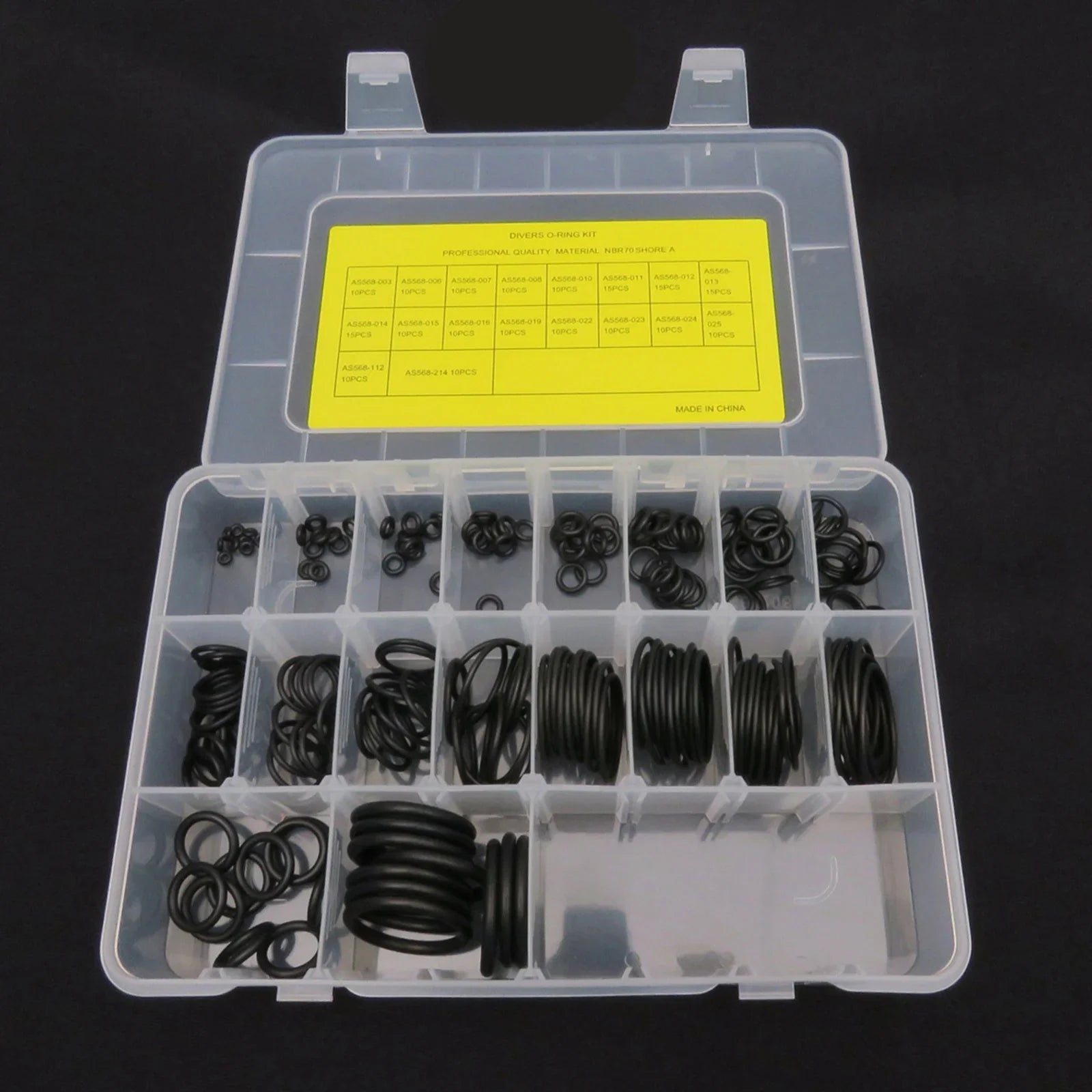 200Pcs 18 Sizes - with Storage Box for Scuba Diving Tank Valves, Hoses, Regulators, Cameras Etc Diver Gear Replacement