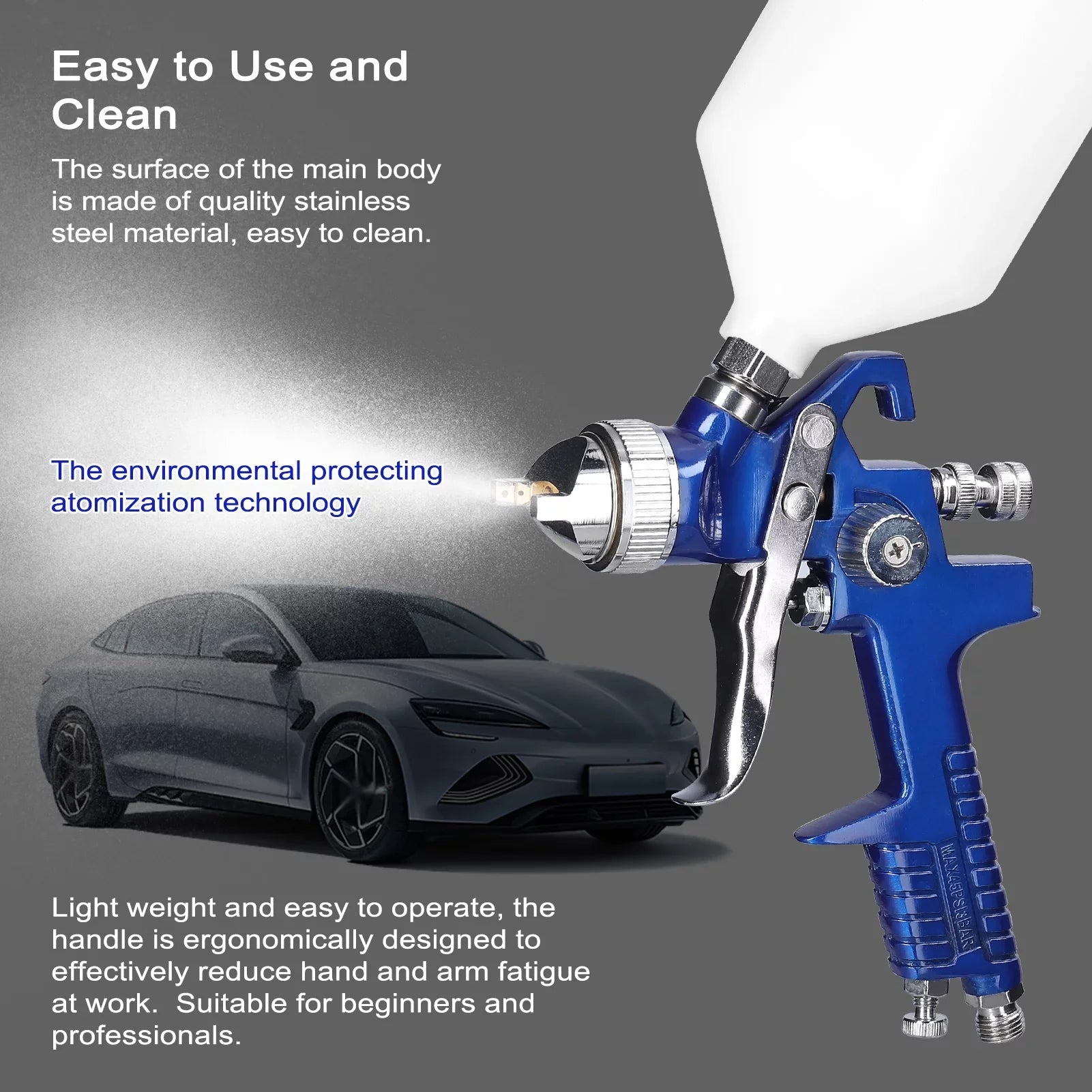 Pinnaco  Car Paint Spraying Tool Set, Large Capacity Air Sprayer, Stainless Steel Airbrush Kit, Auto Paint Repairing Device