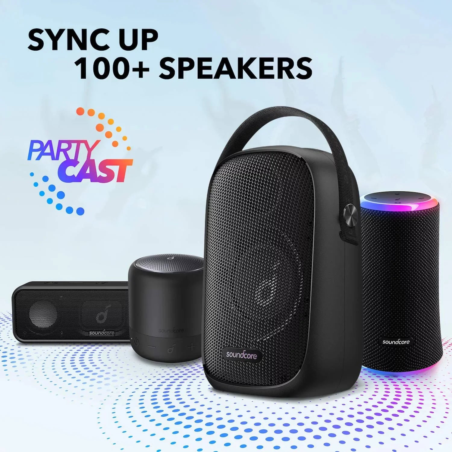 Soundcore Trance Go Outdoor Bluetooth Speaker with BassUp Technology, Sync 100+ Speakers, 24H Playtime, Waterproof, Custom , App