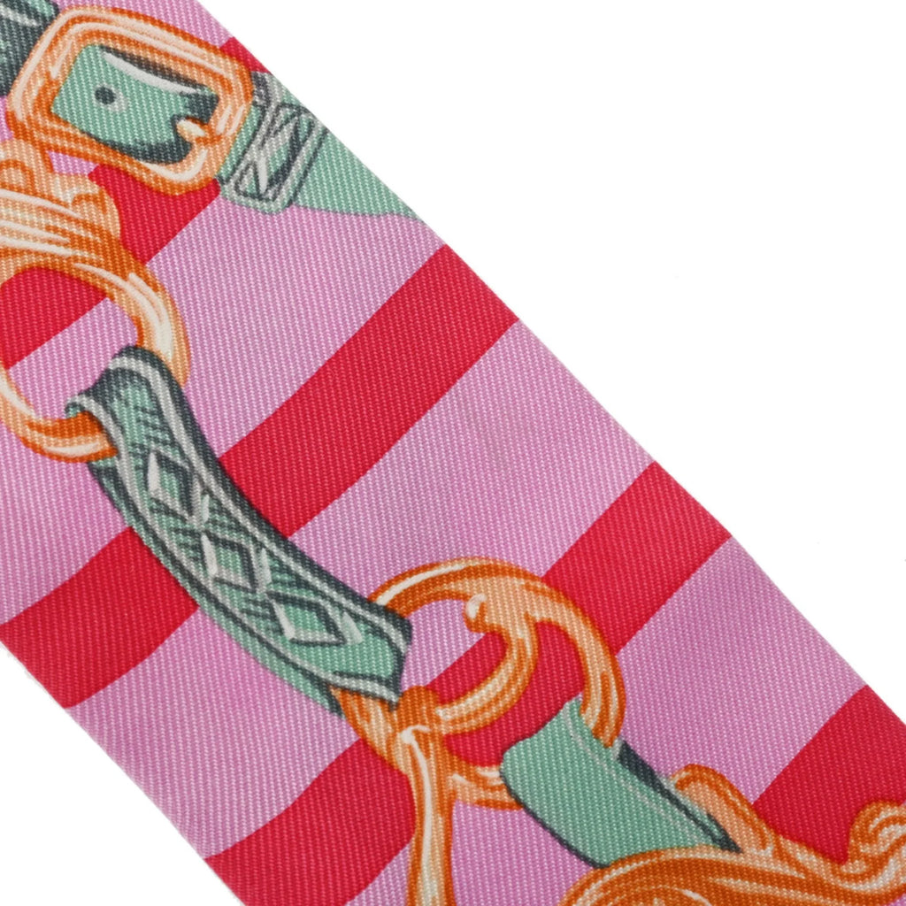 Pre-Owned  Twilly    Old Tag Pink/Red/Green - Women's 100% Silk Scarf Muffler (Fair)