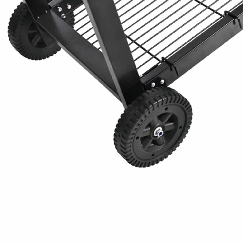 Dcenta Charcoal  Stand with Lower Shelf and Wheels Steel Barbecue Grill Black for Camping Cooking, Grilling, Smoking, Picnic, Hiking, Party, Garden, Patio 39.4 Inch Length