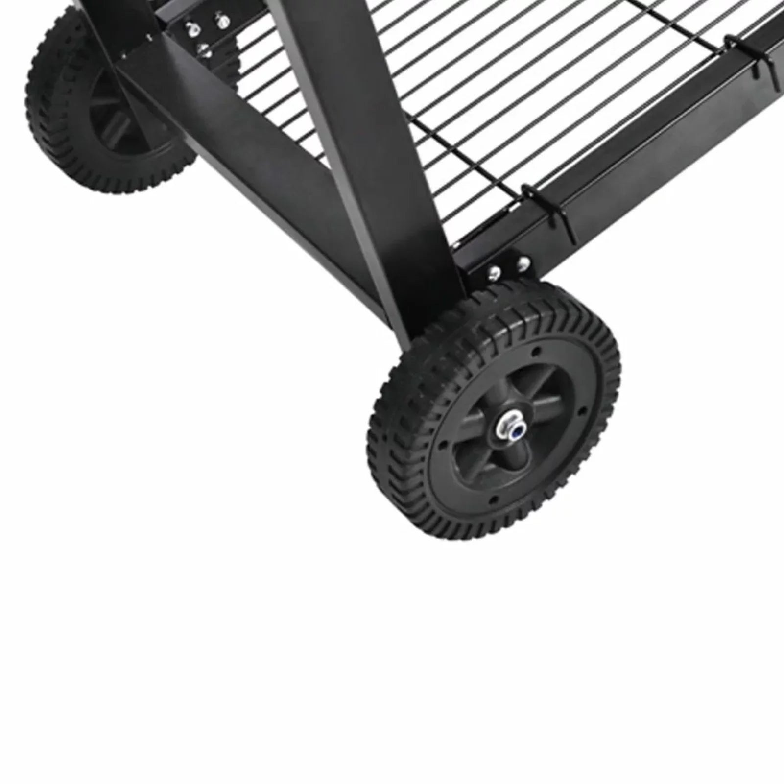 Dcenta Charcoal  Stand with Lower Shelf and Wheels Steel Barbecue Grill Black for Camping Cooking, Grilling, Smoking, Picnic, Hiking, Party, Garden, Patio 39.4 Inch Length