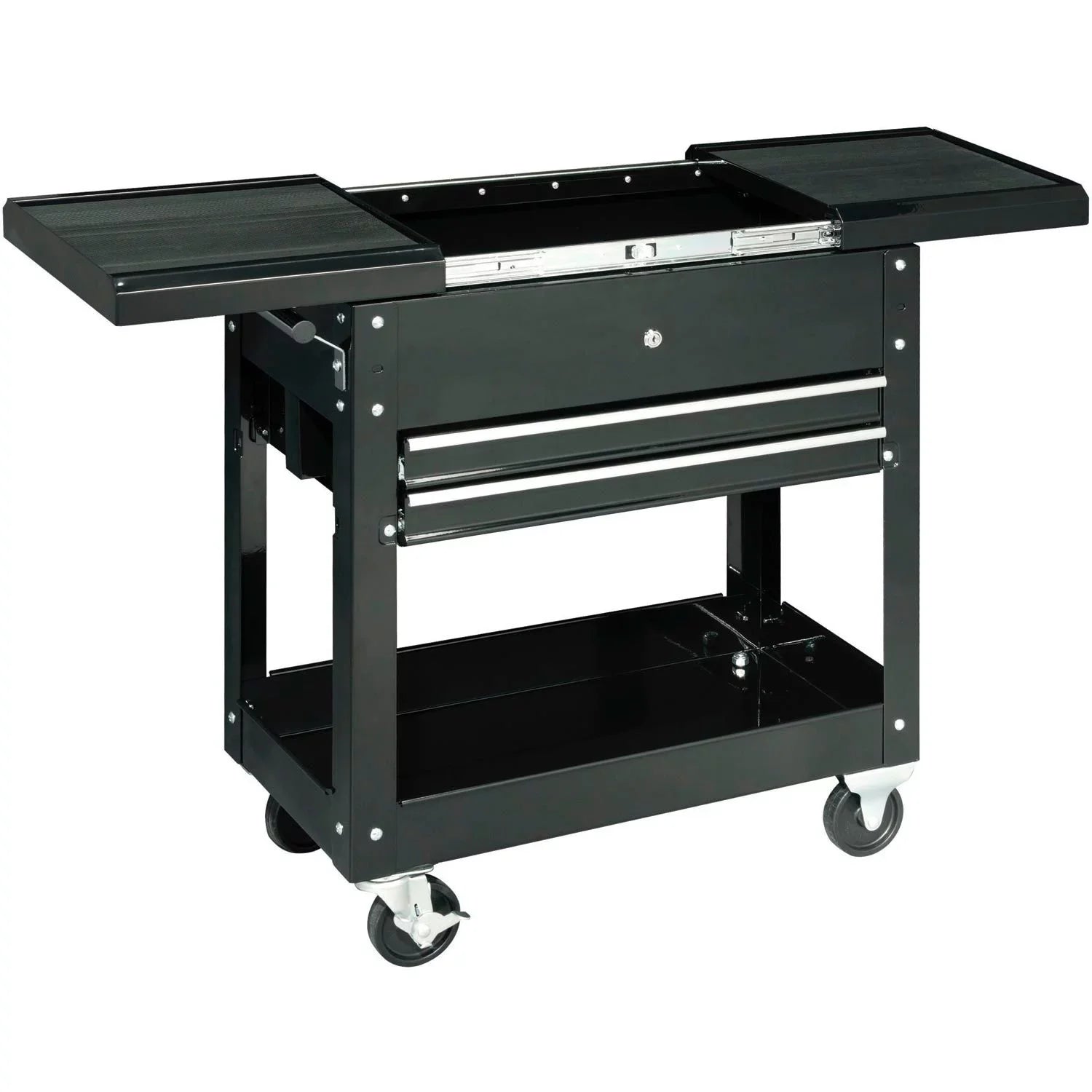 Global Industrial 27" 2-Drawer Tool Cart W/ Sliding Top, Black