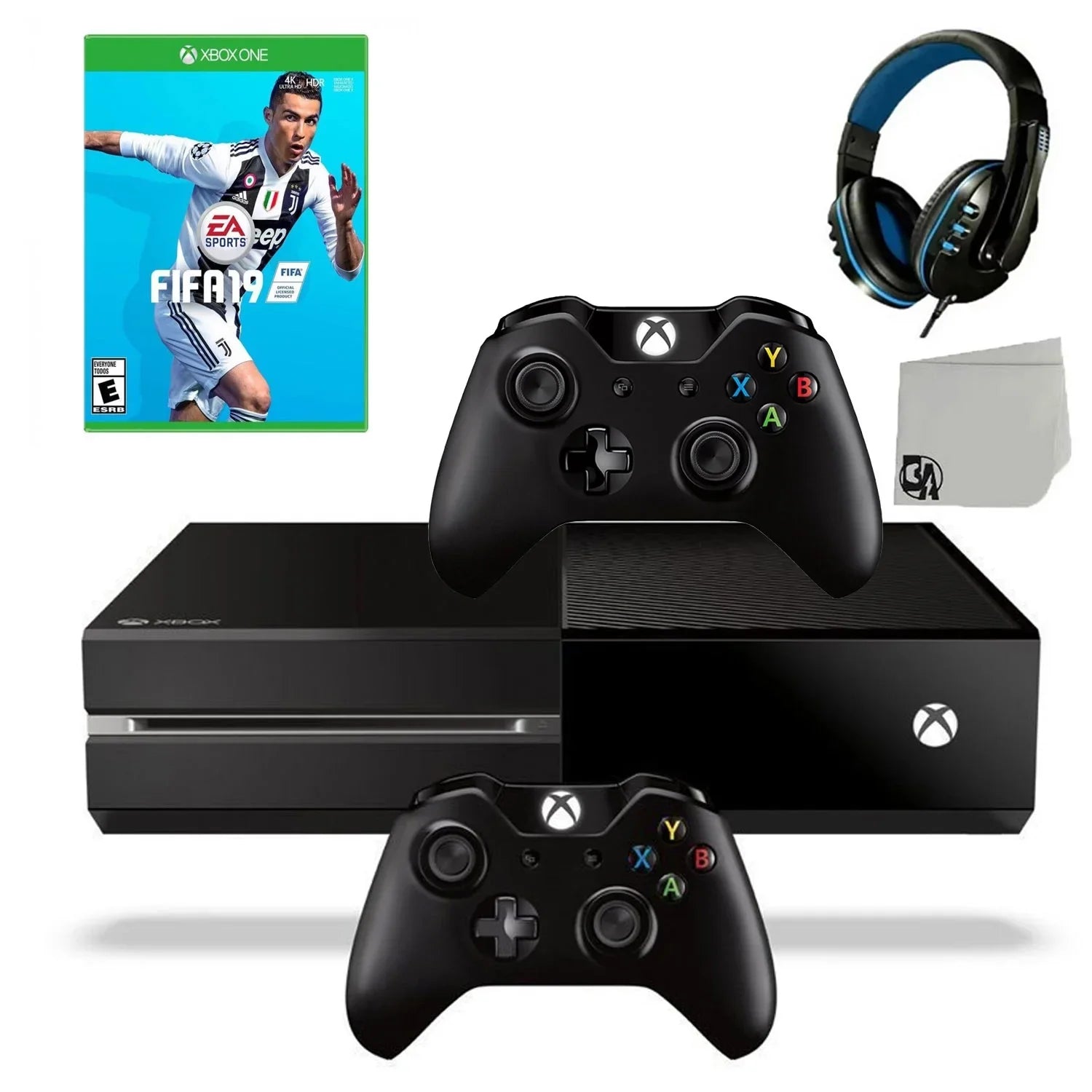 Microsoft Xbox One Original 500GB Gaming Console Black Headset 2 Controller Included With -19 Game   Bundle Used