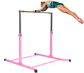 Pro-Gymnastics Expandable Gymnastics Kip Bar Horizontal Bar Junior Gymnastic Training High Bar Asymmetric Bar 13 Level Height Adjustable 3 to 5  Cushioned Bar & Curved Legs (Pink)
