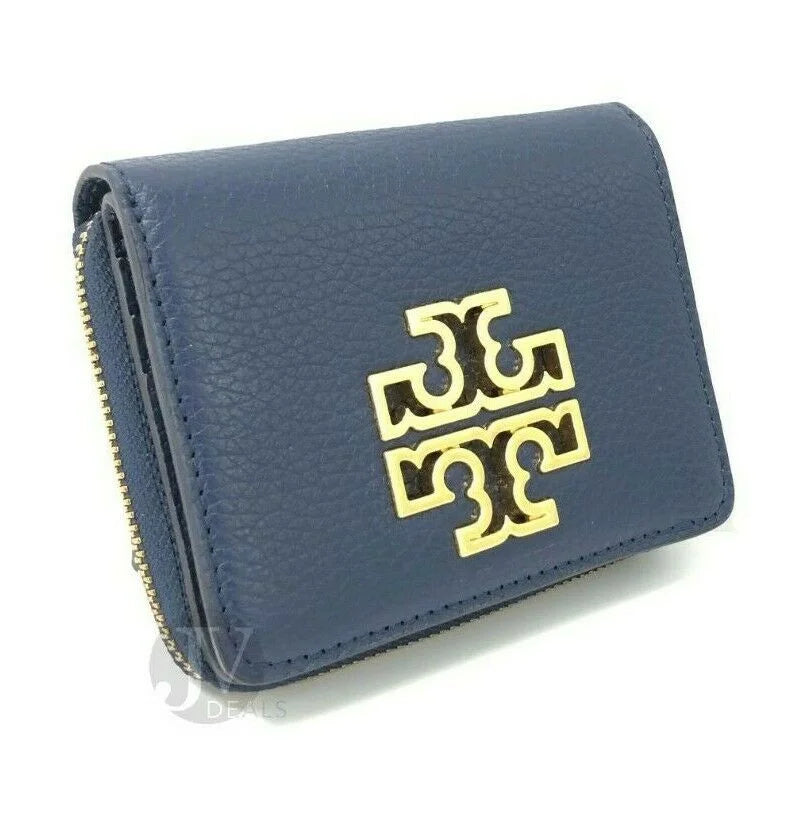 Tory Burch Women's Britten Mini Zip Card Coin Leather Wallet