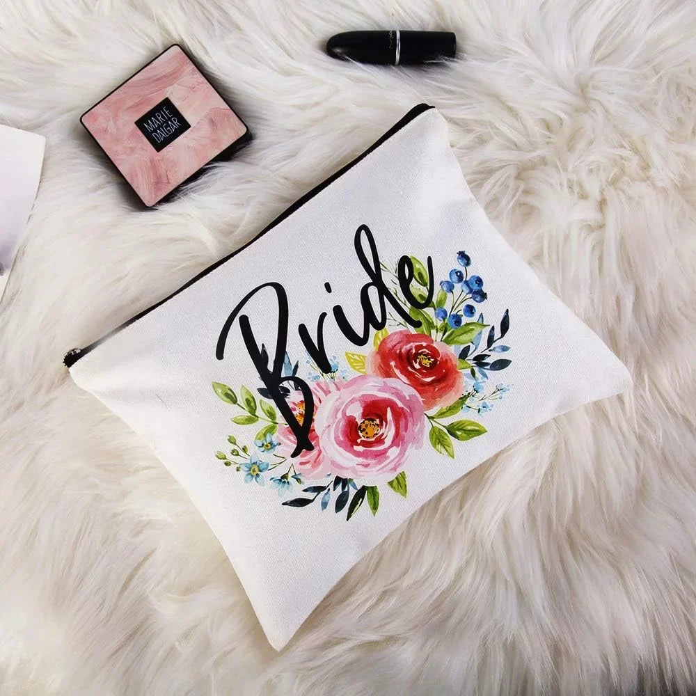 Charmoly Bridal Shower Gifts Bachelorette Gifts Bachelorette Party Favors Wedding Gifts Engagement Gifts Bride Gifts Bride Makeup Bag Miss to Mrs Bride to be Gifts Cosmetic Bag (Blue-Pink)